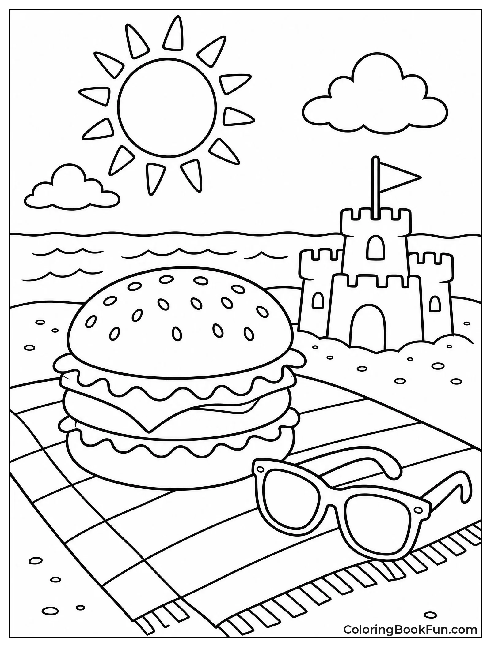 Burger on Beach Towel