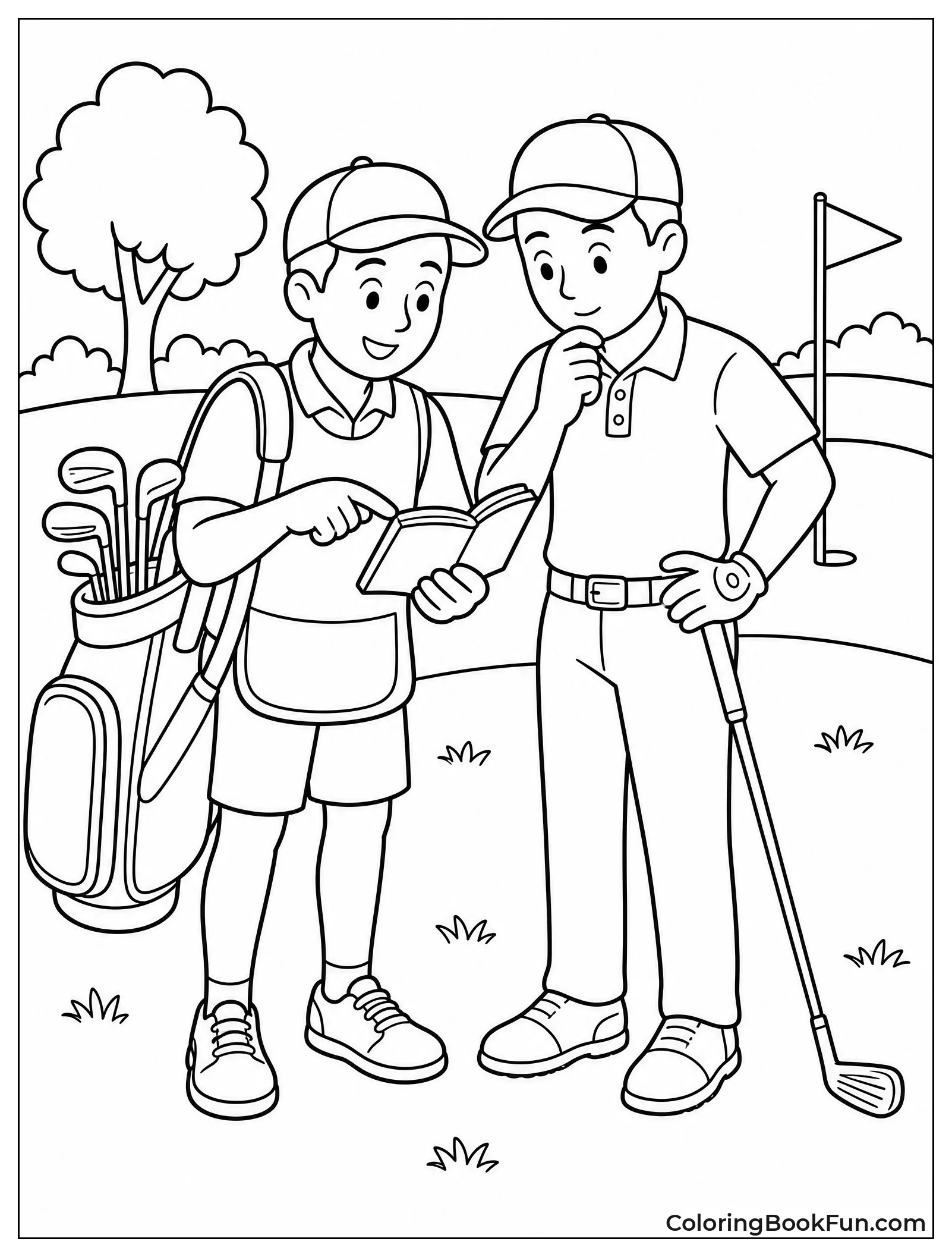 Caddy Advises Golfer on the Fairway
