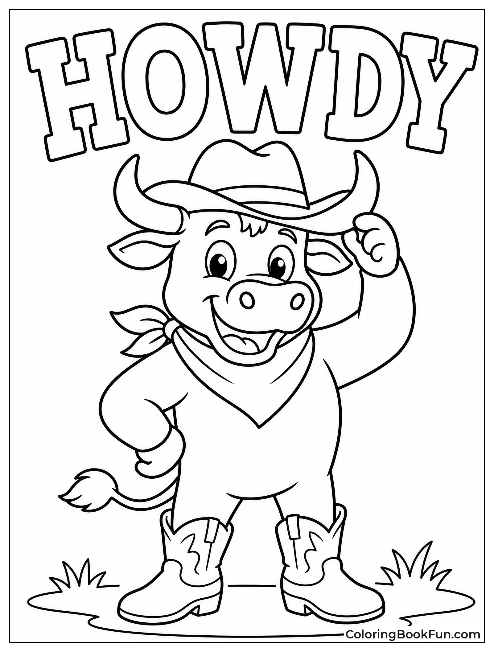 Cartoon Bull in Cowboy Outfit