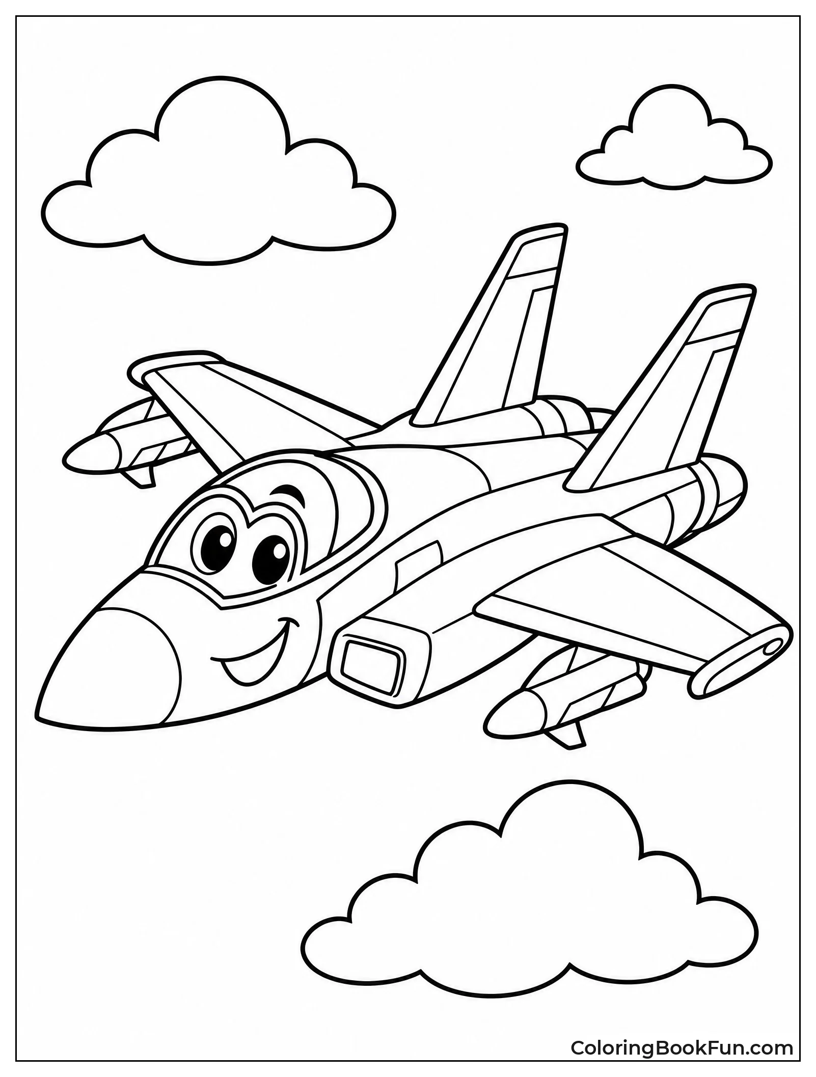 Cartoon Jet with Happy Face