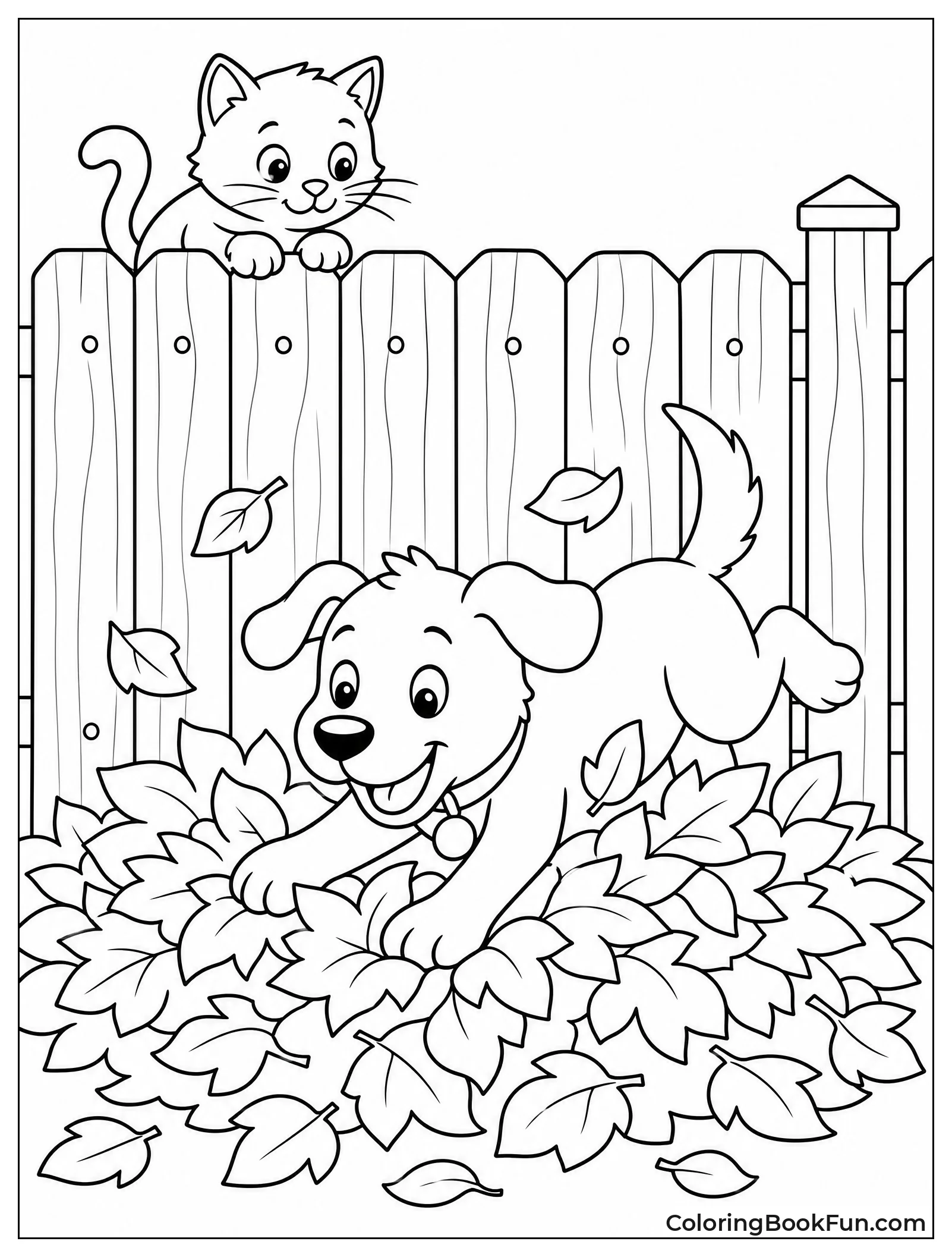 Dog Jumping into Autumn Leaves