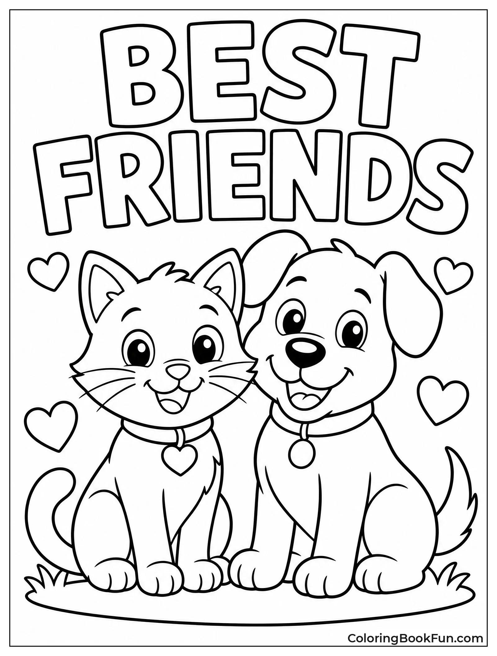 Cartoon Cat and Dog Smiling
