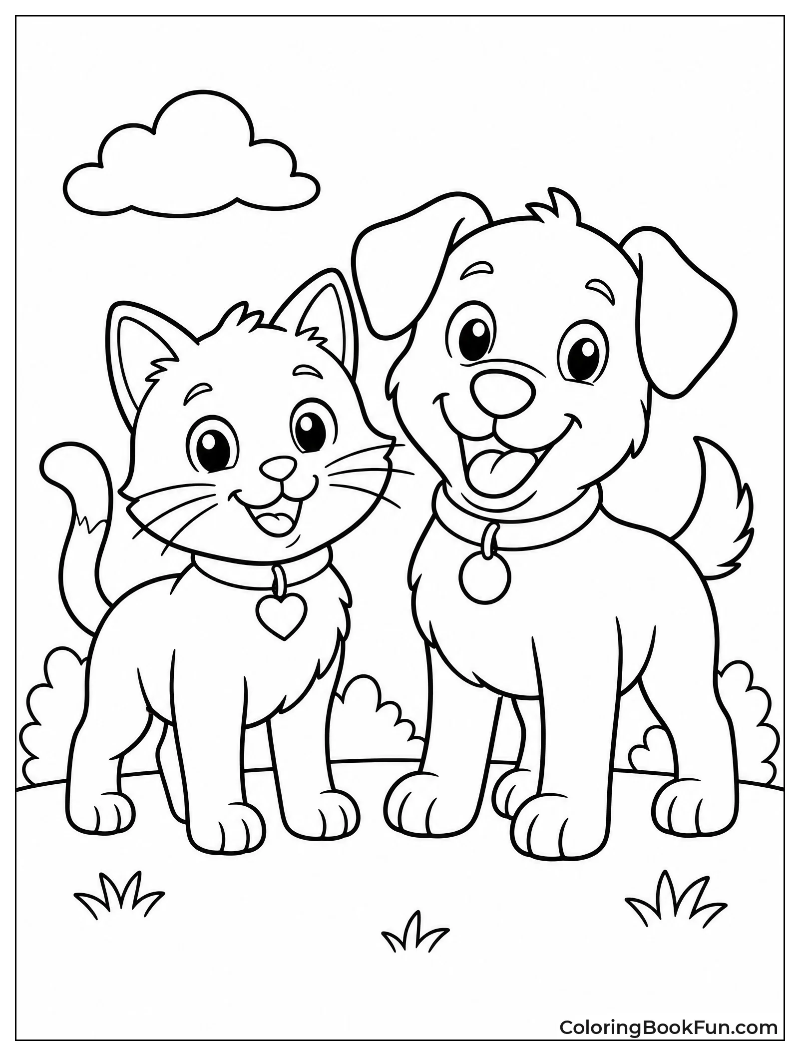 Cat and Dog Standing Side by Side