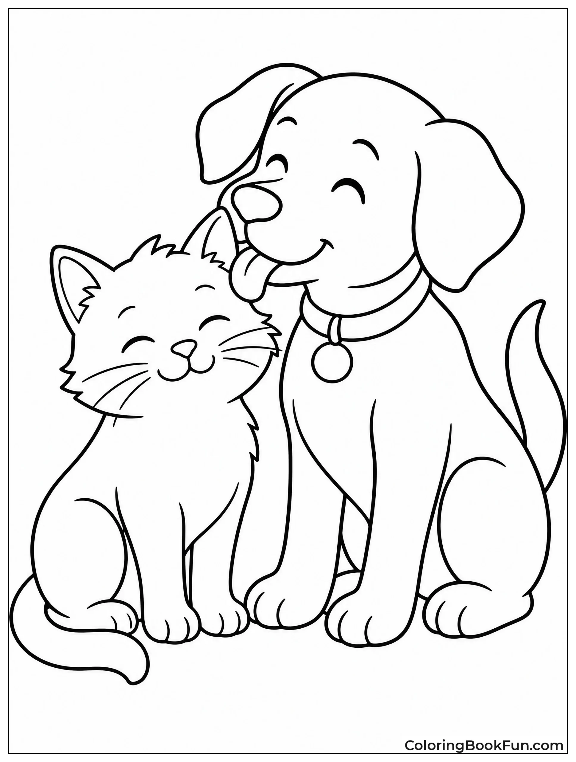 Dog Licking Cat's Ear Gently