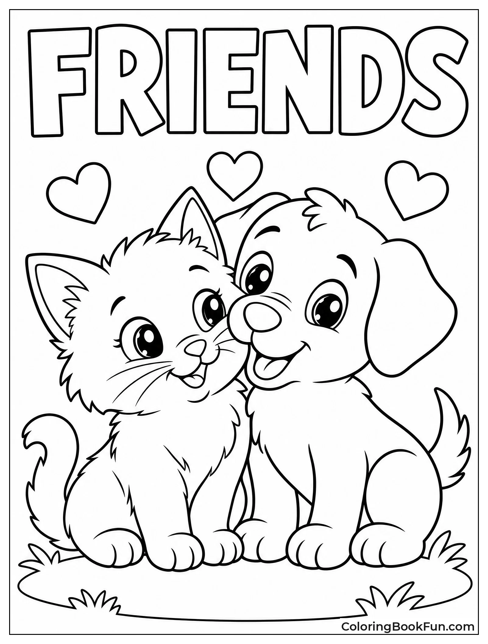 Fluffy Kitten and Puppy Nuzzling