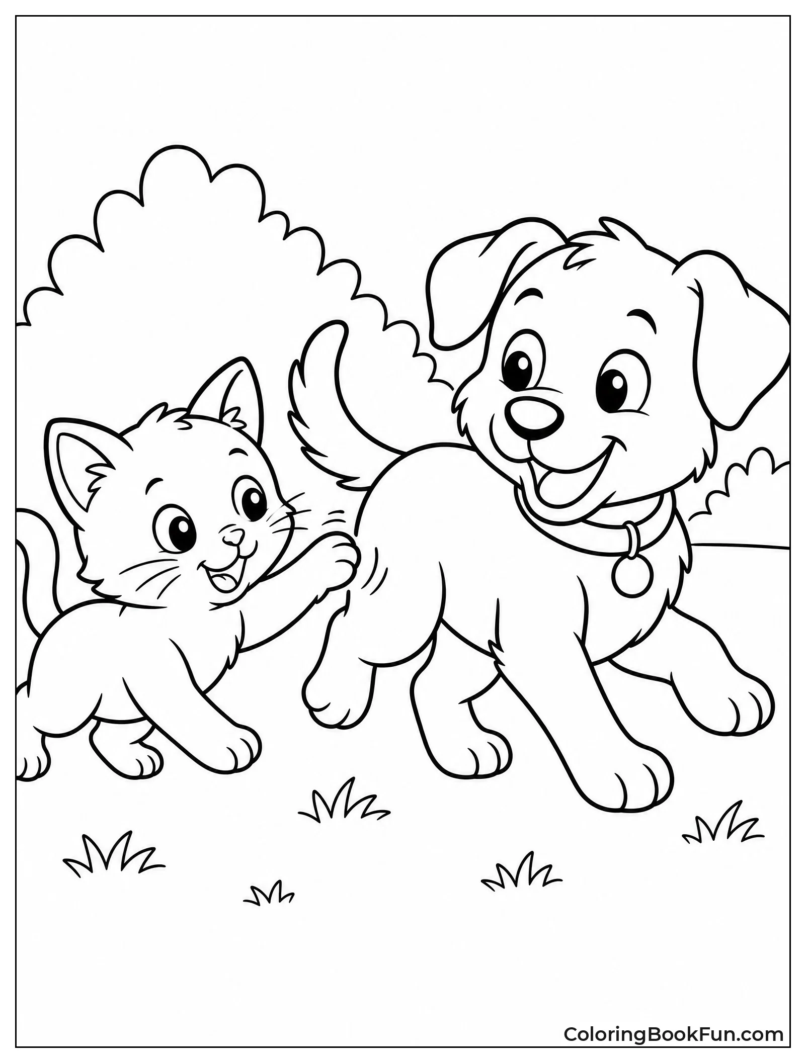 Kitten Batting at Puppy's Tail