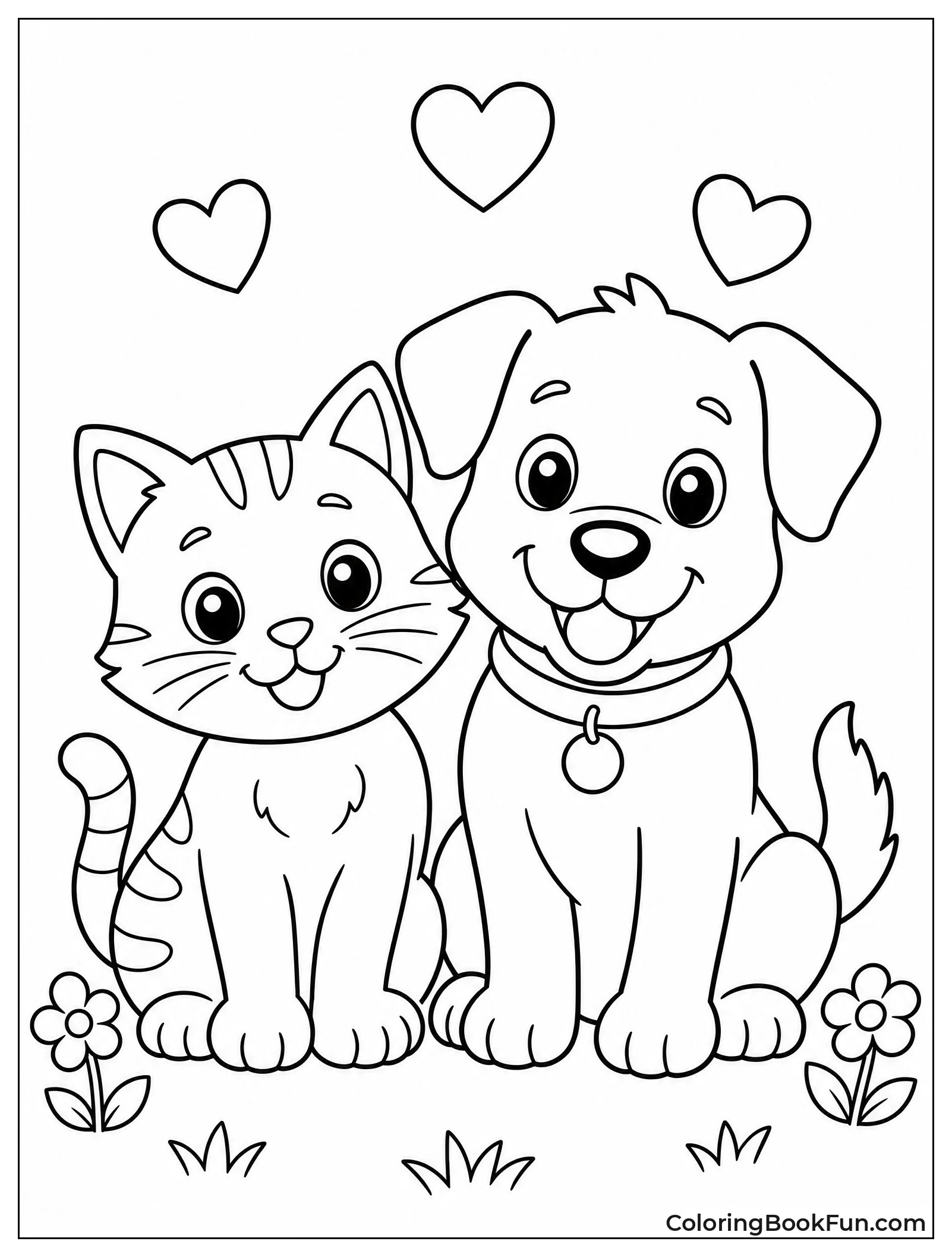 Kitty and Dog Sitting Together