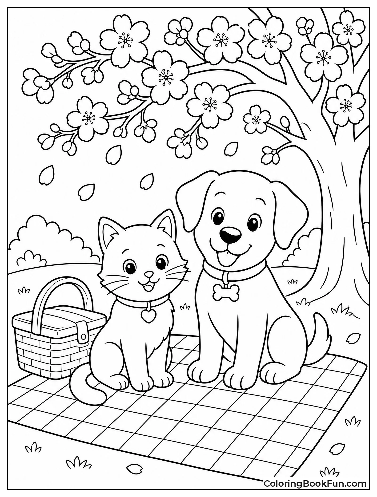 Pets on Picnic Blanket in Park
