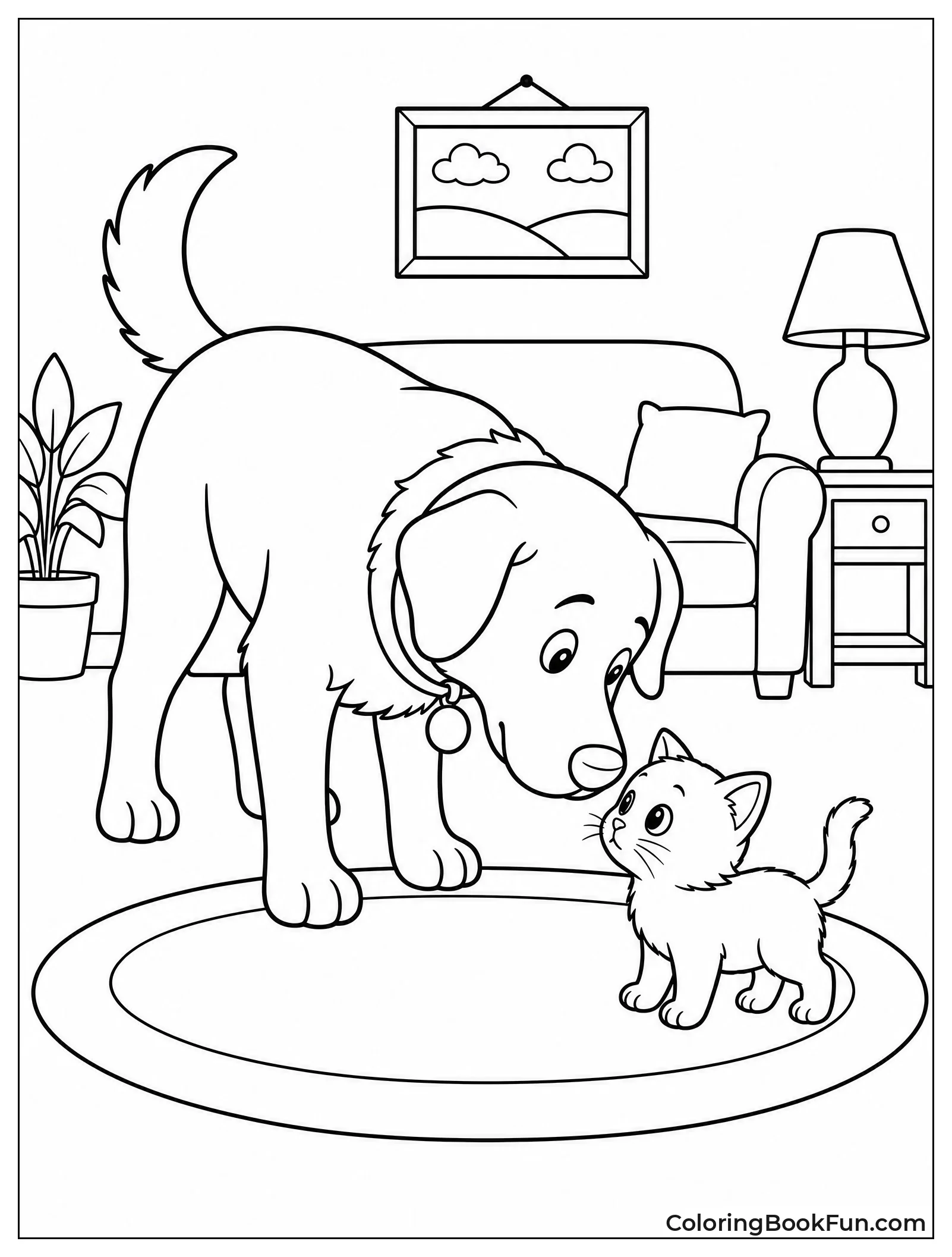 Dog Sniffing New Kitten