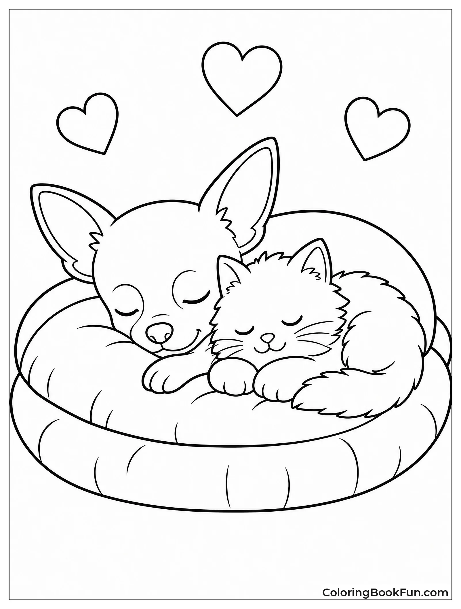 Chihuahua Napping with Kitten