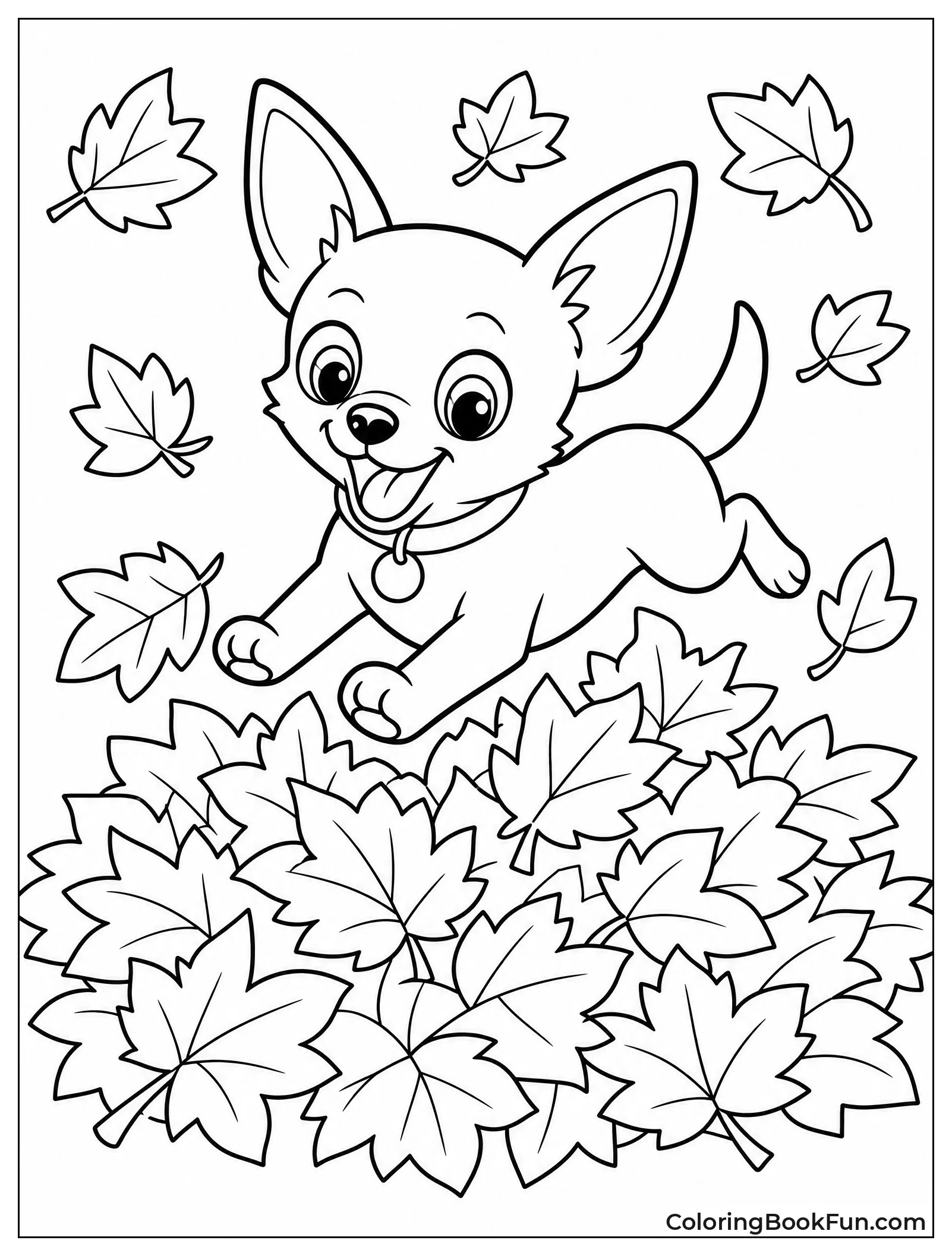 Chihuahua Jumping in Leaves