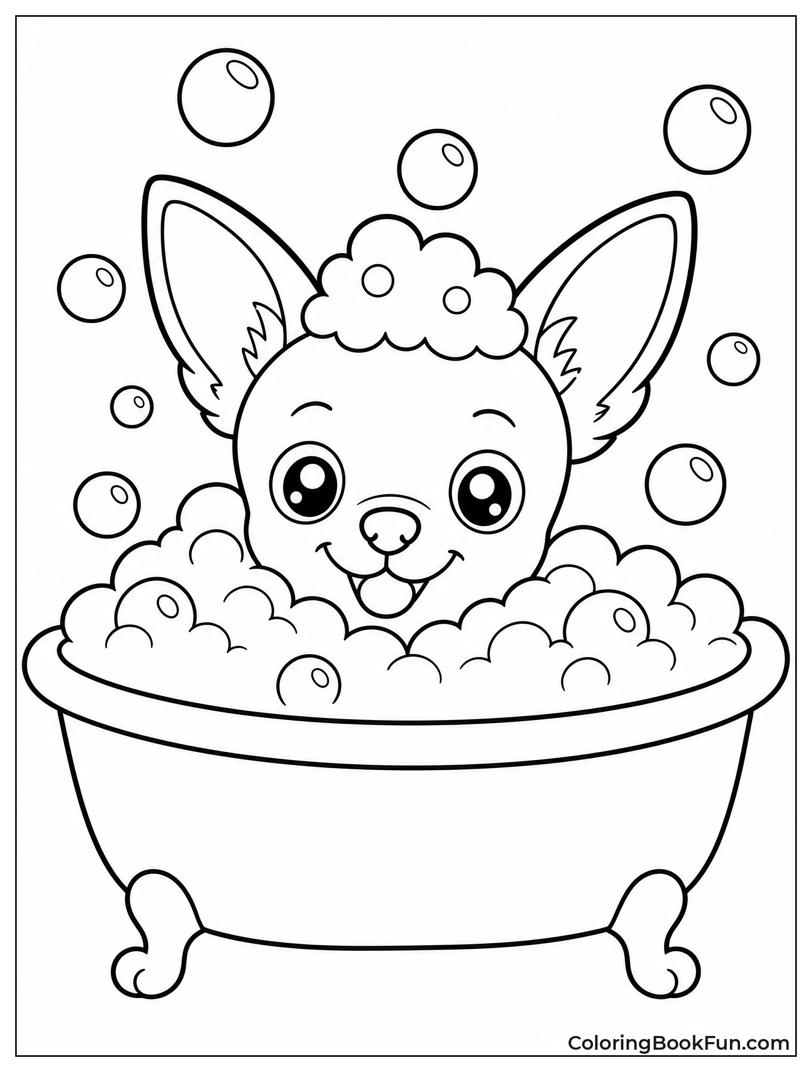 Chihuahua in Bubbly Bath Tub