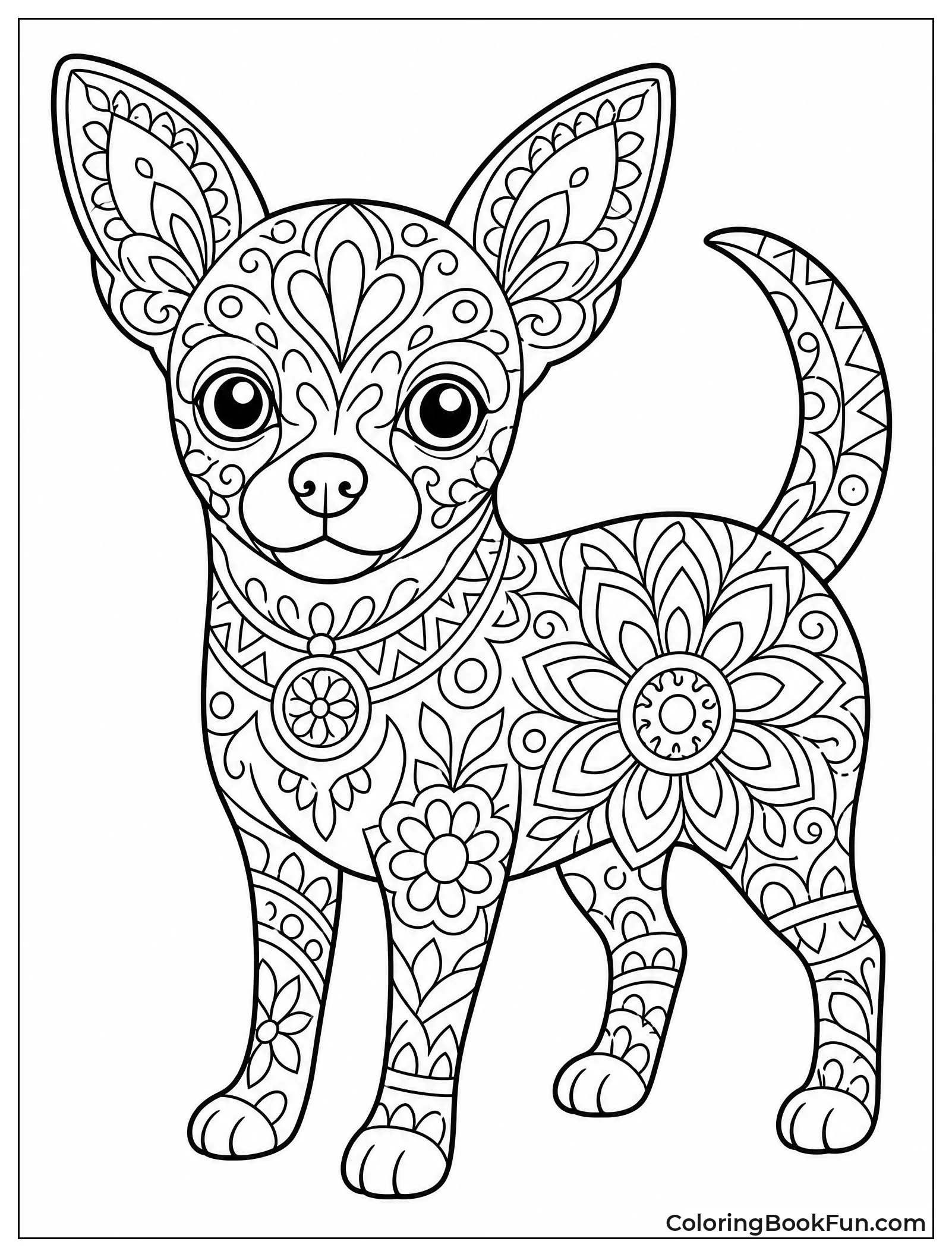 Floral Mandala Chihuahua Silhouette