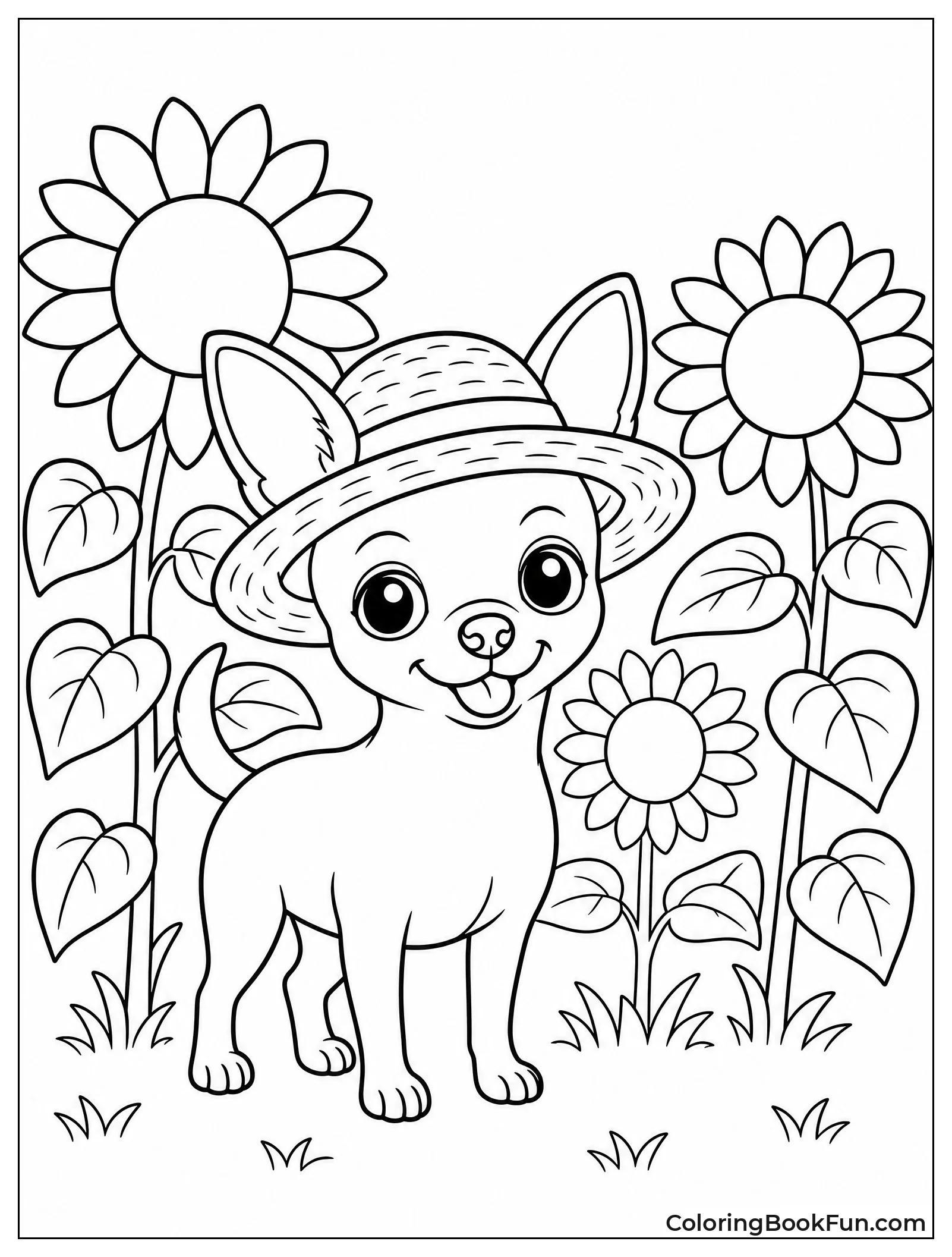 Chihuahua in Sunflower Field