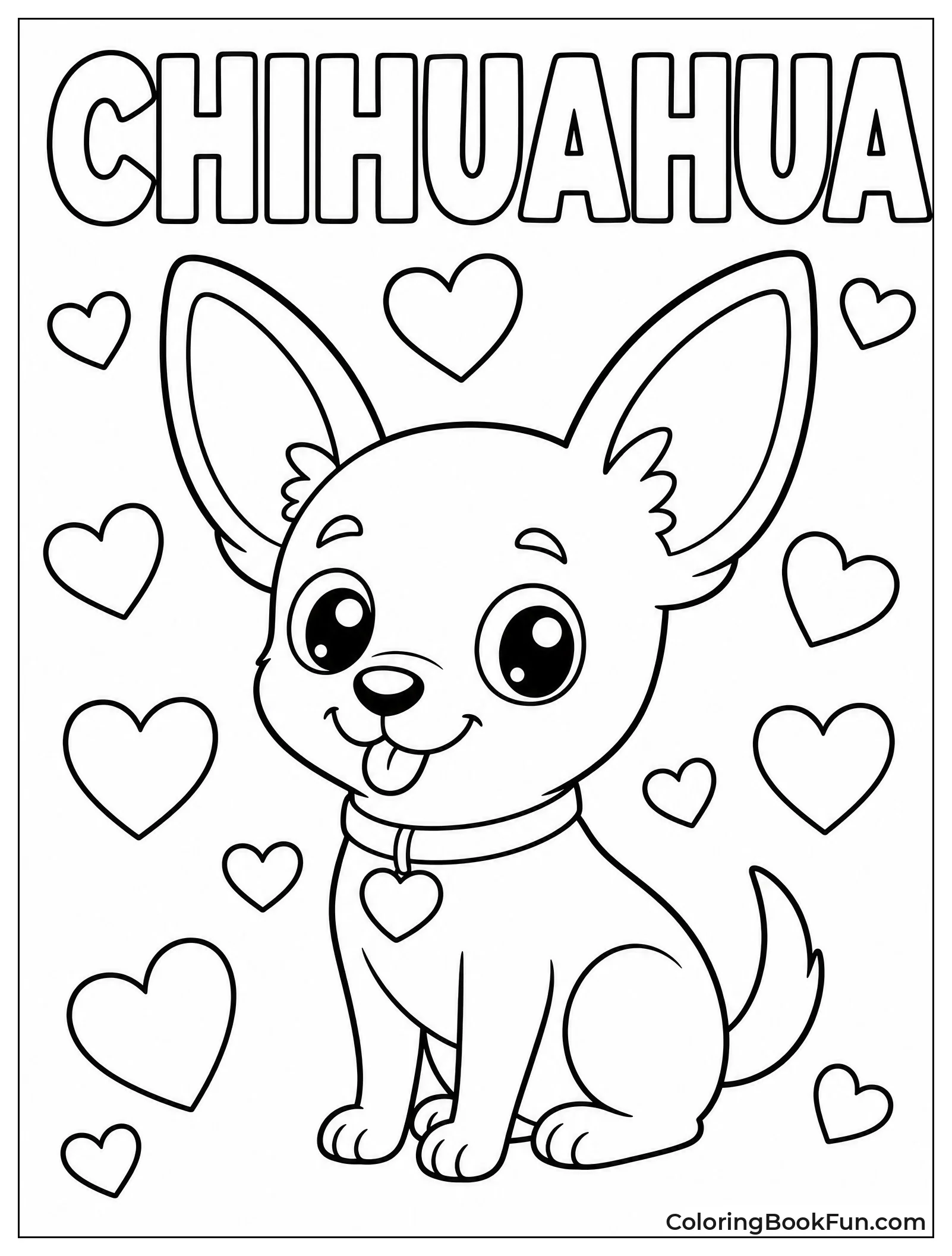 Chihuahua Surrounded by Hearts