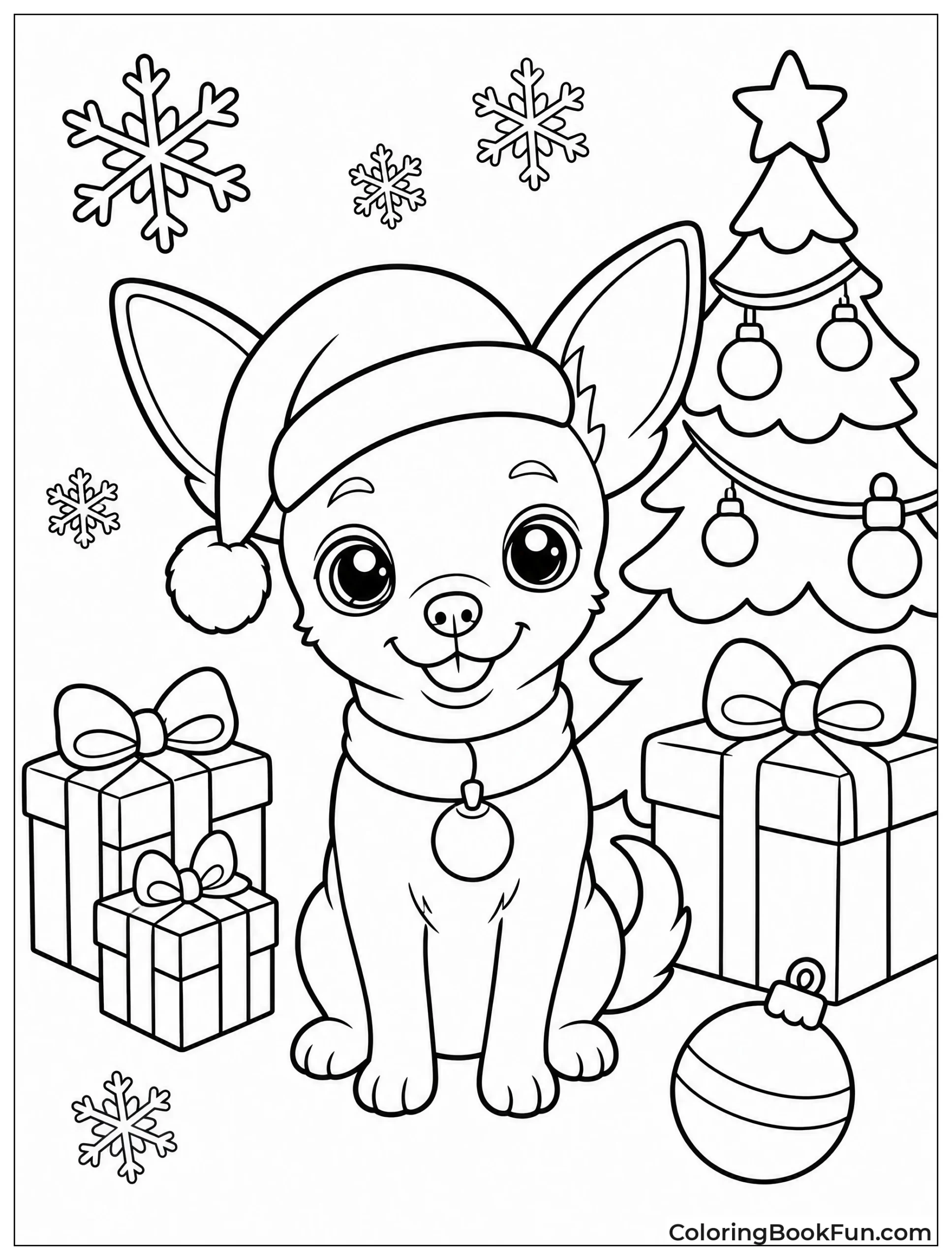 Chihuahua Wearing a Santa Hat