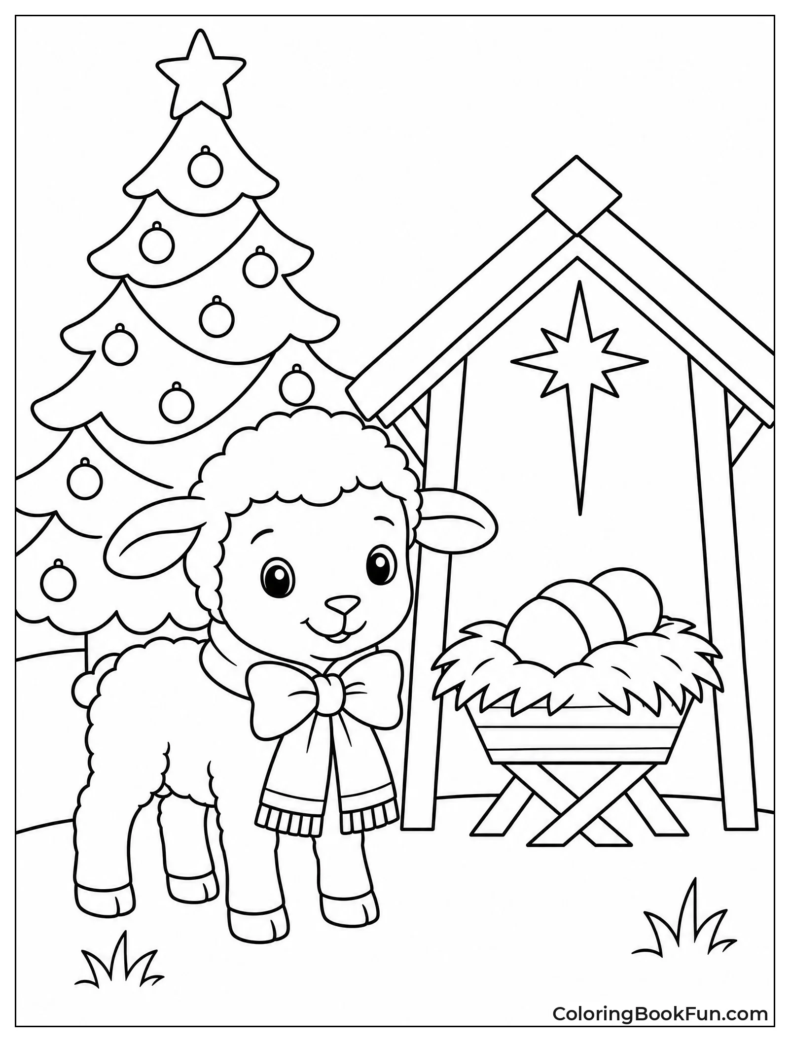 Lamb Wearing Christmas Bow