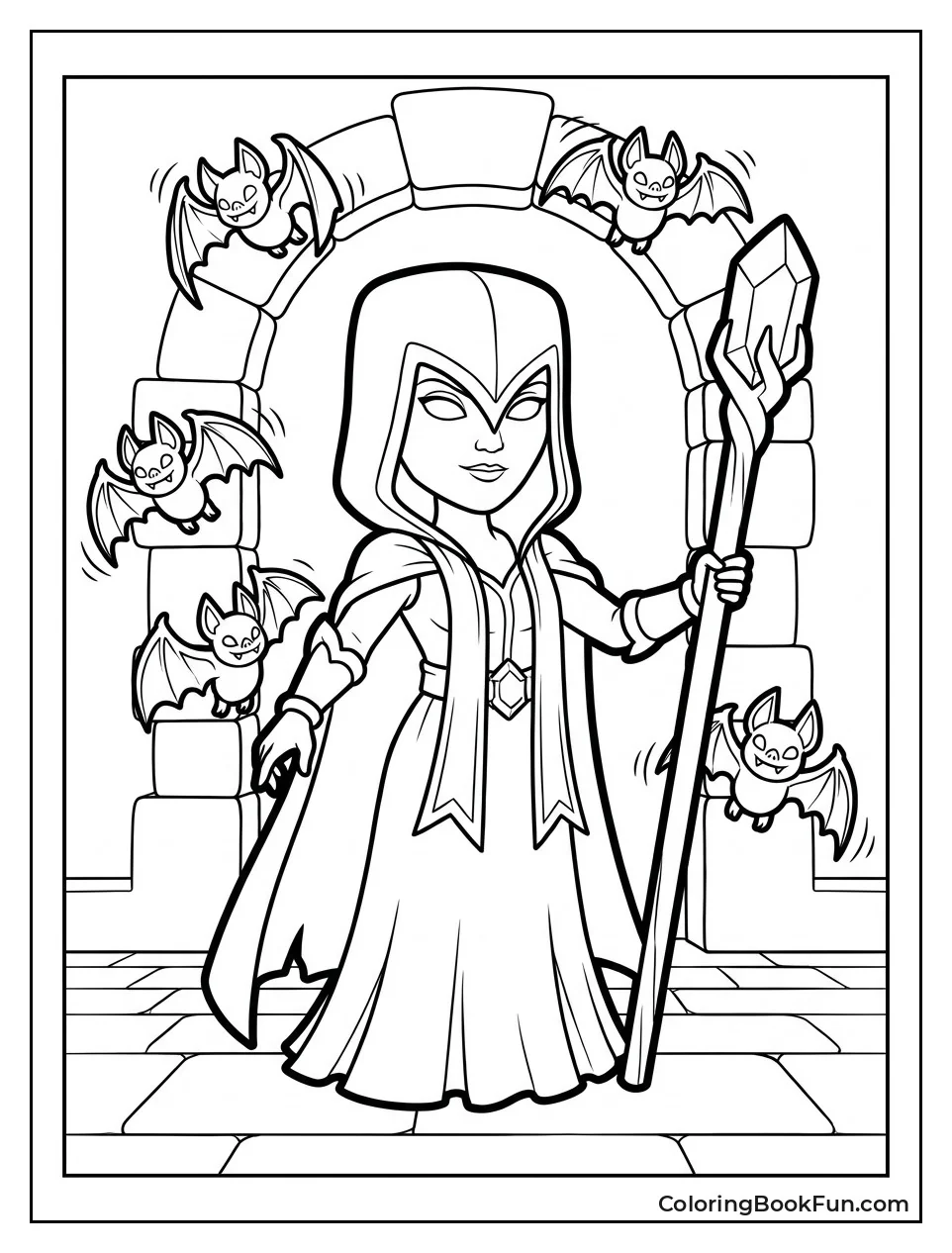 Witch Surrounded by Flying Bats