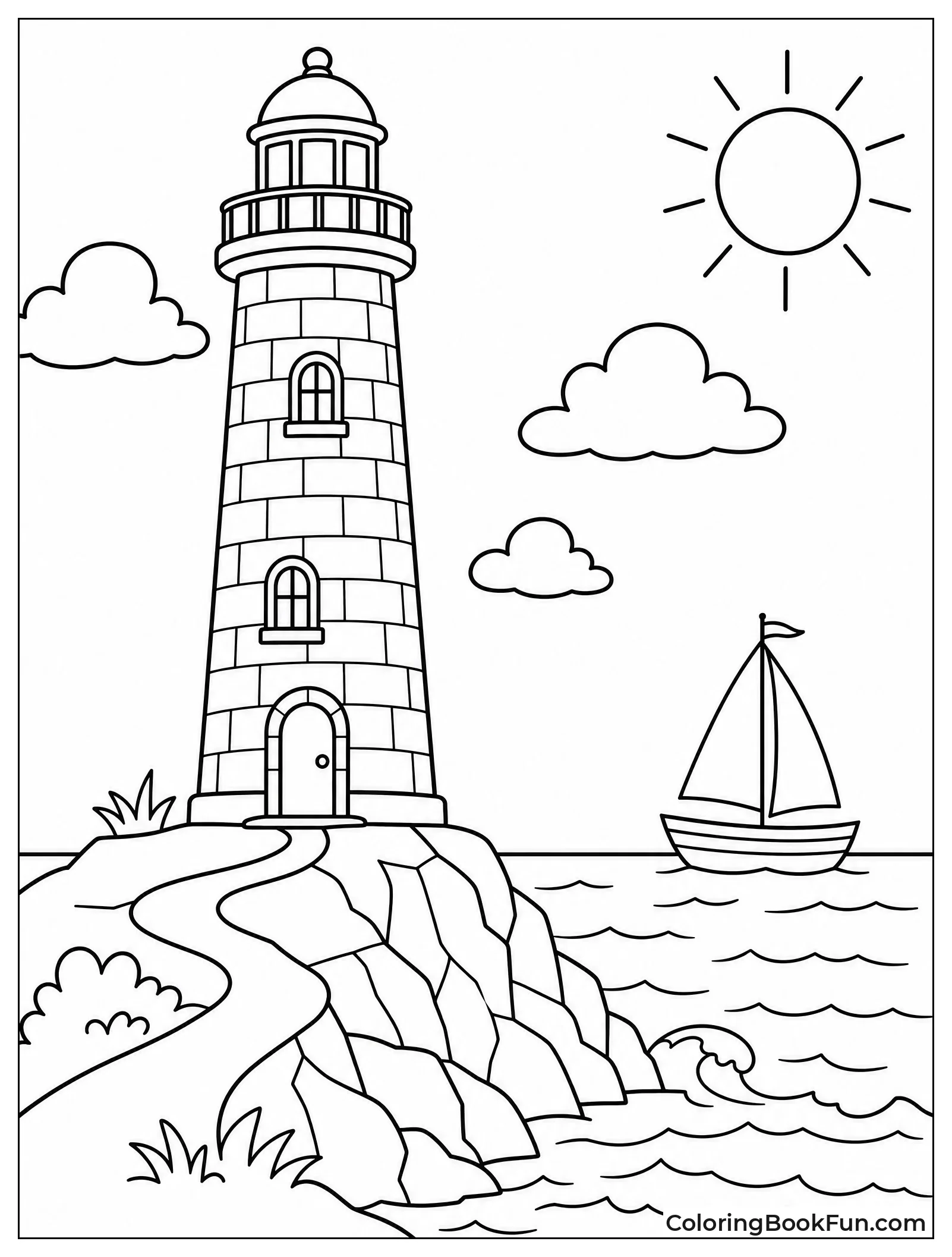 Lighthouse on Rocky Cliff