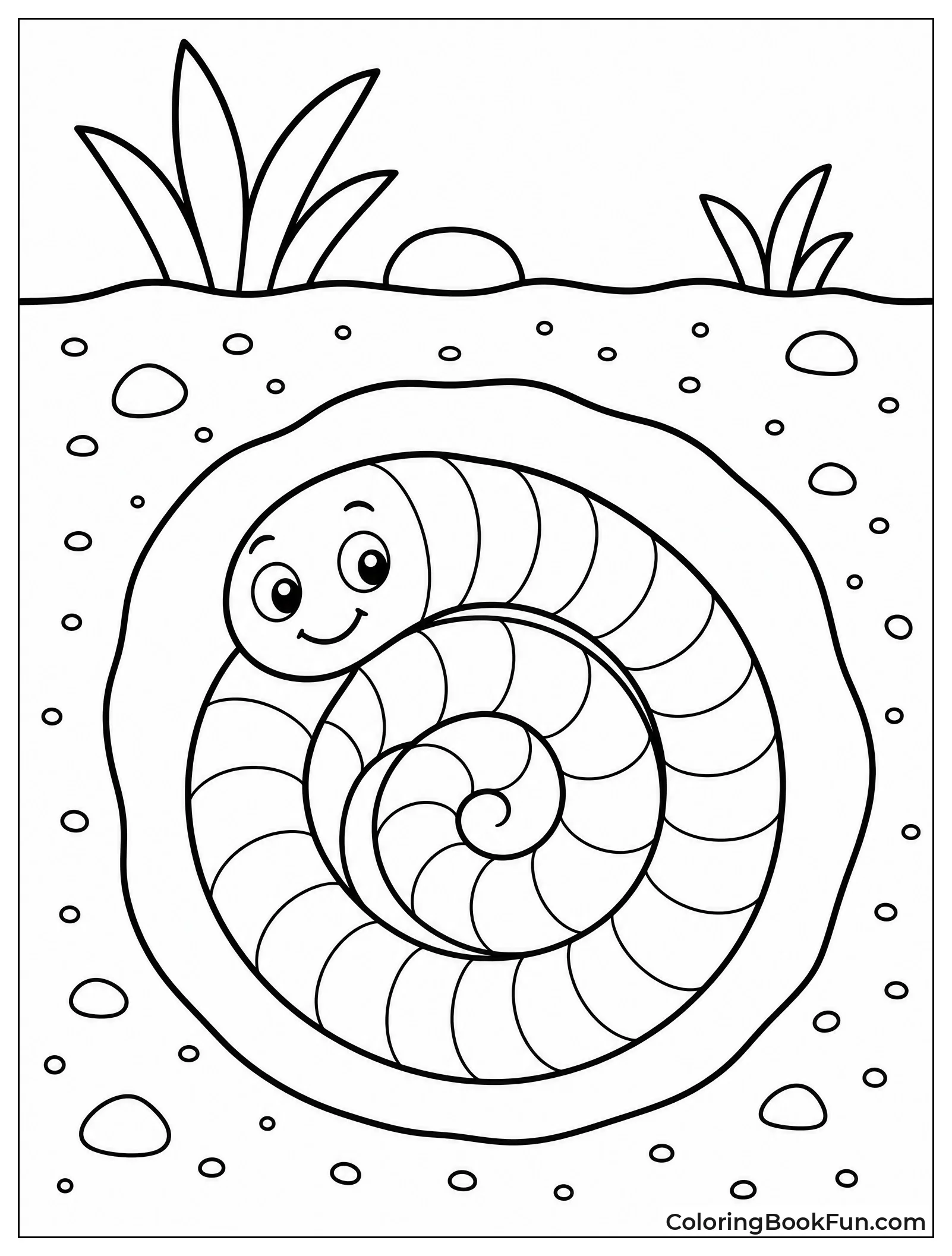 Worm Sleeps Coiled In Spiral