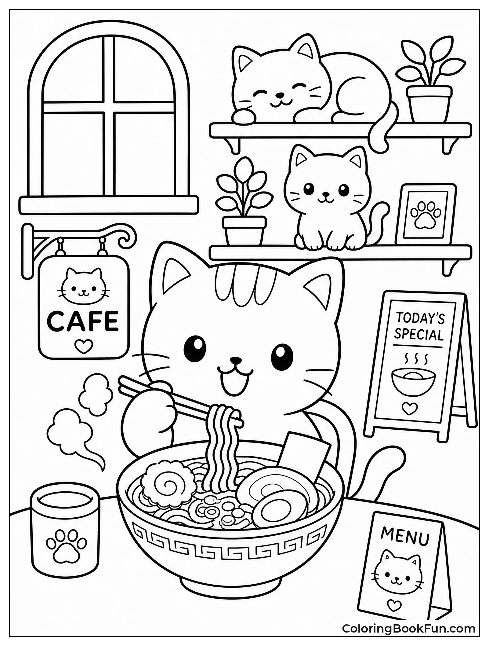Cats Lounging in Cozy Cafe
