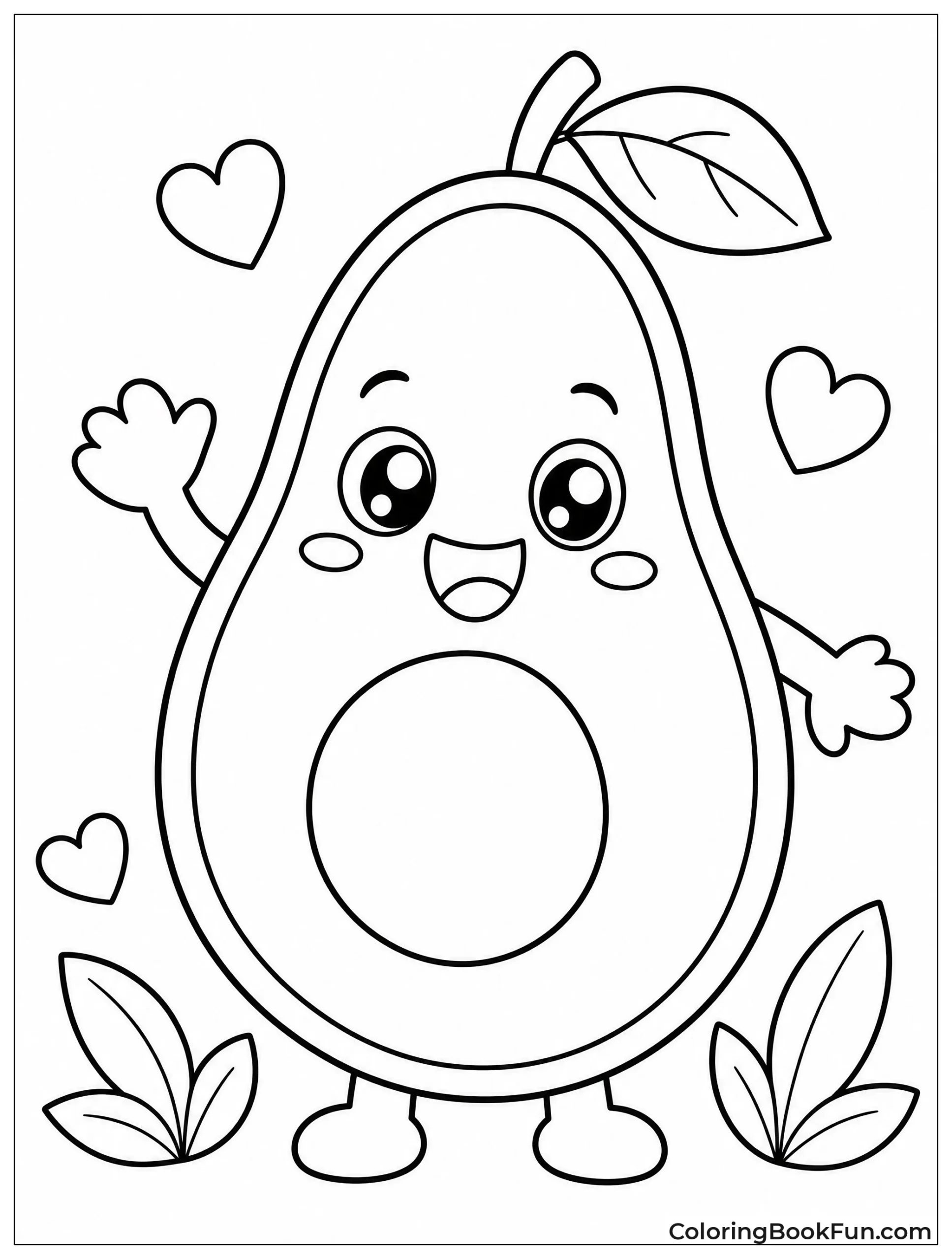 Cute Avocado Smiles with Big Eyes