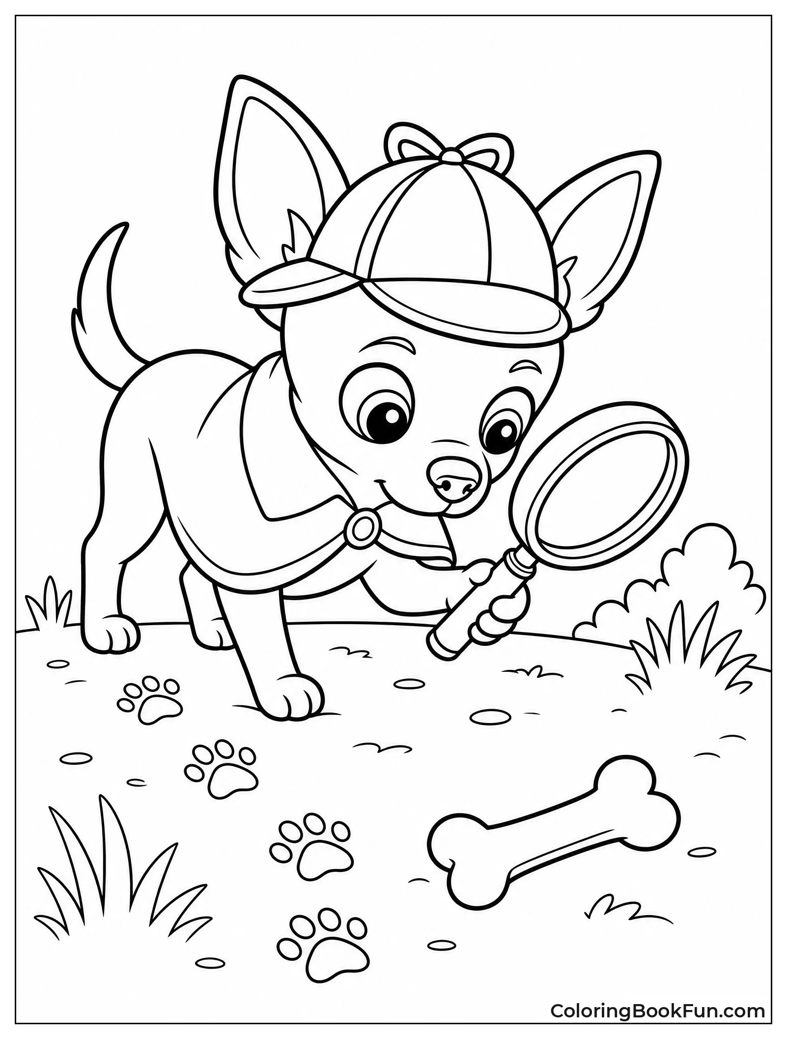 Detective Chihuahua with Magnifying Glass
