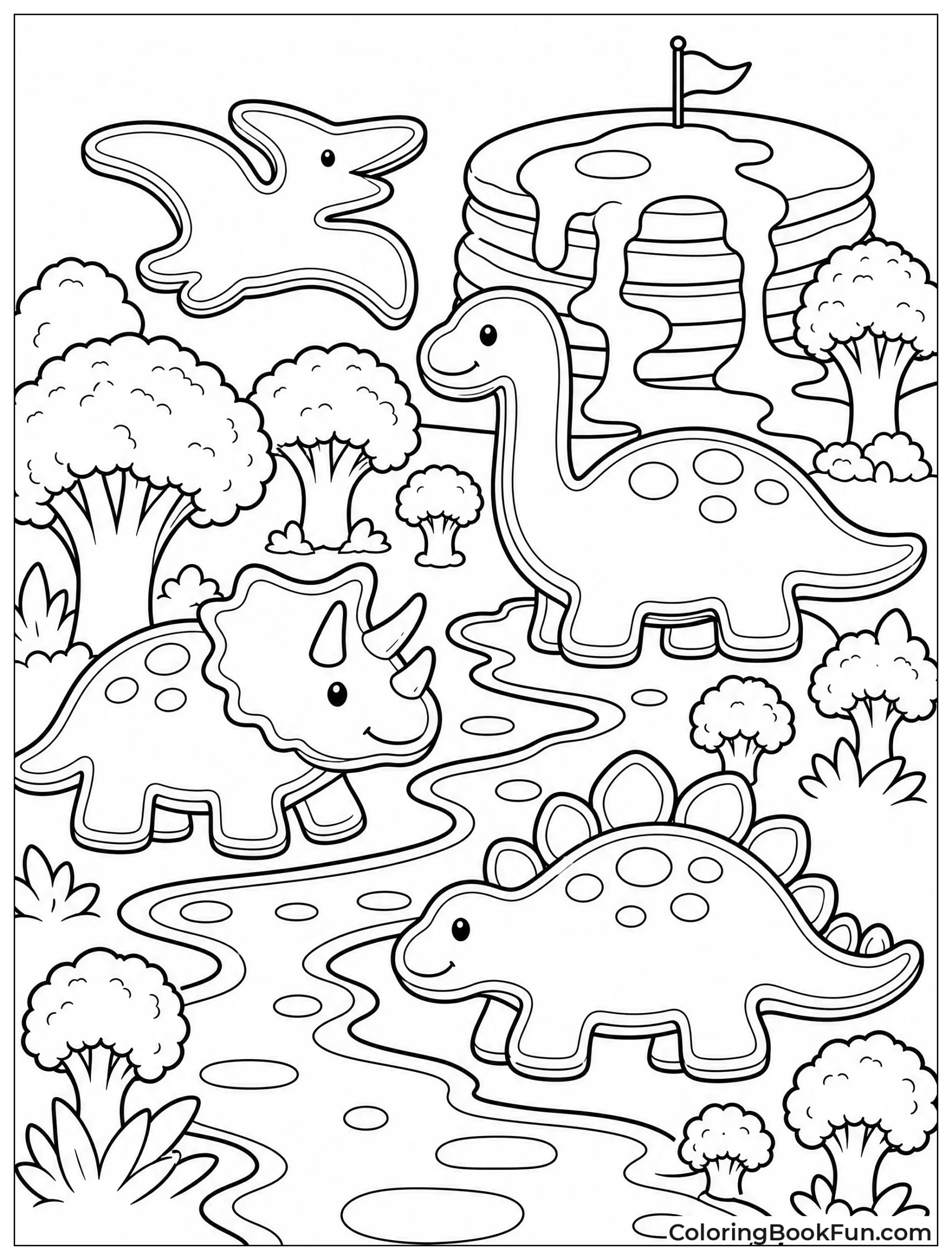 Dinosaur Pancakes in Broccoli Jungle