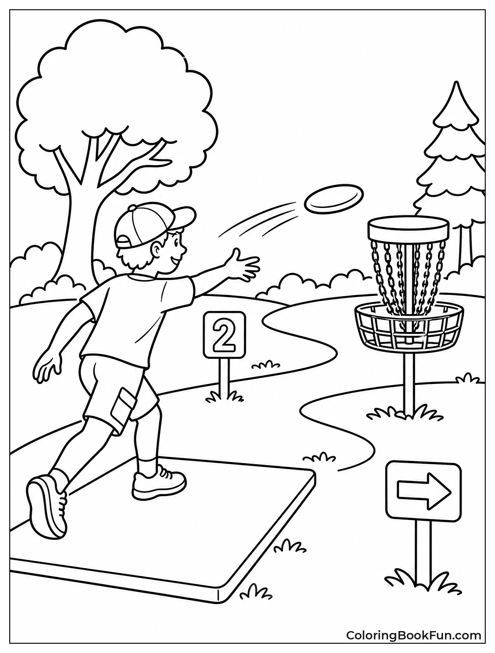 Player Throws Disc at Basket Goal