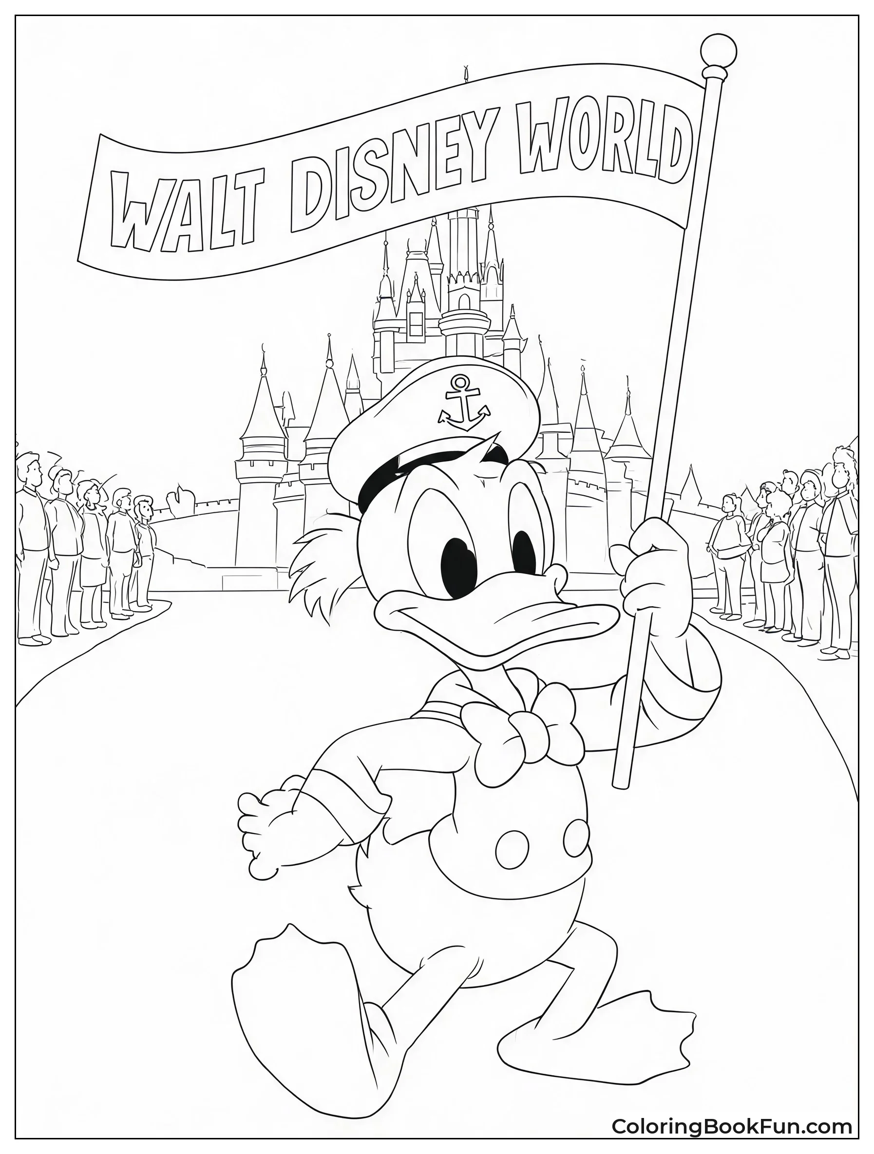 Donald Marches with Parade Flag