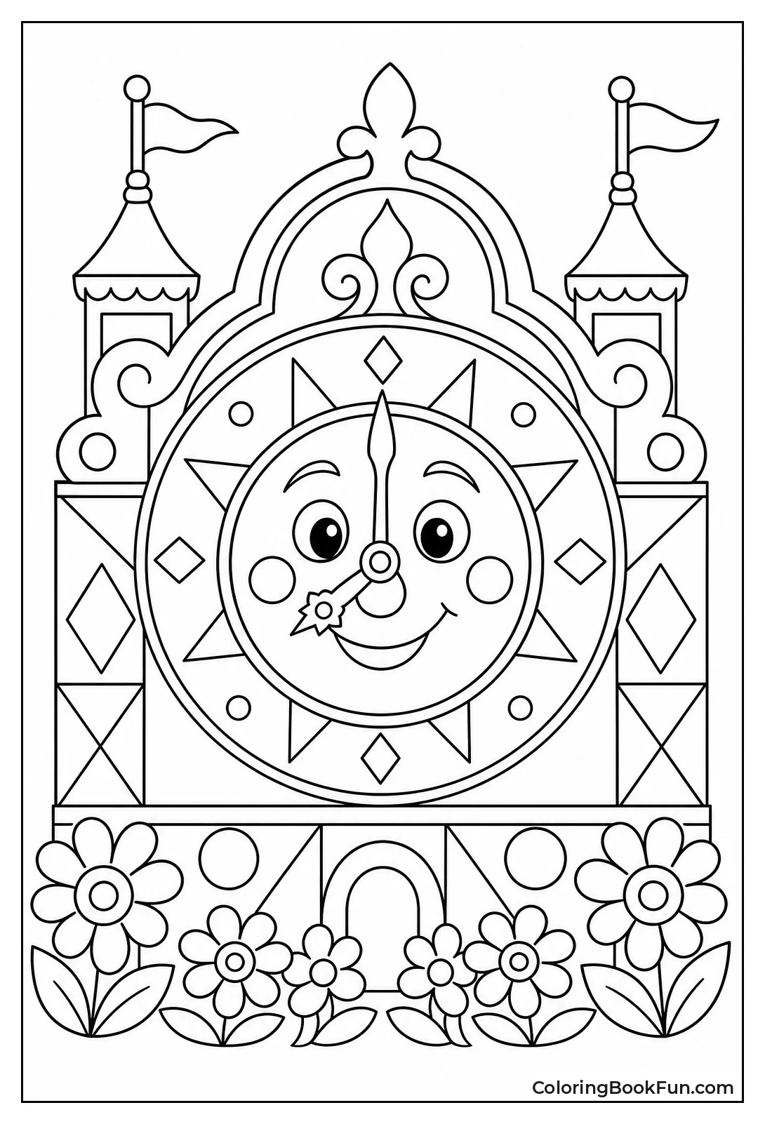 Smiling Clock Face Shows Time