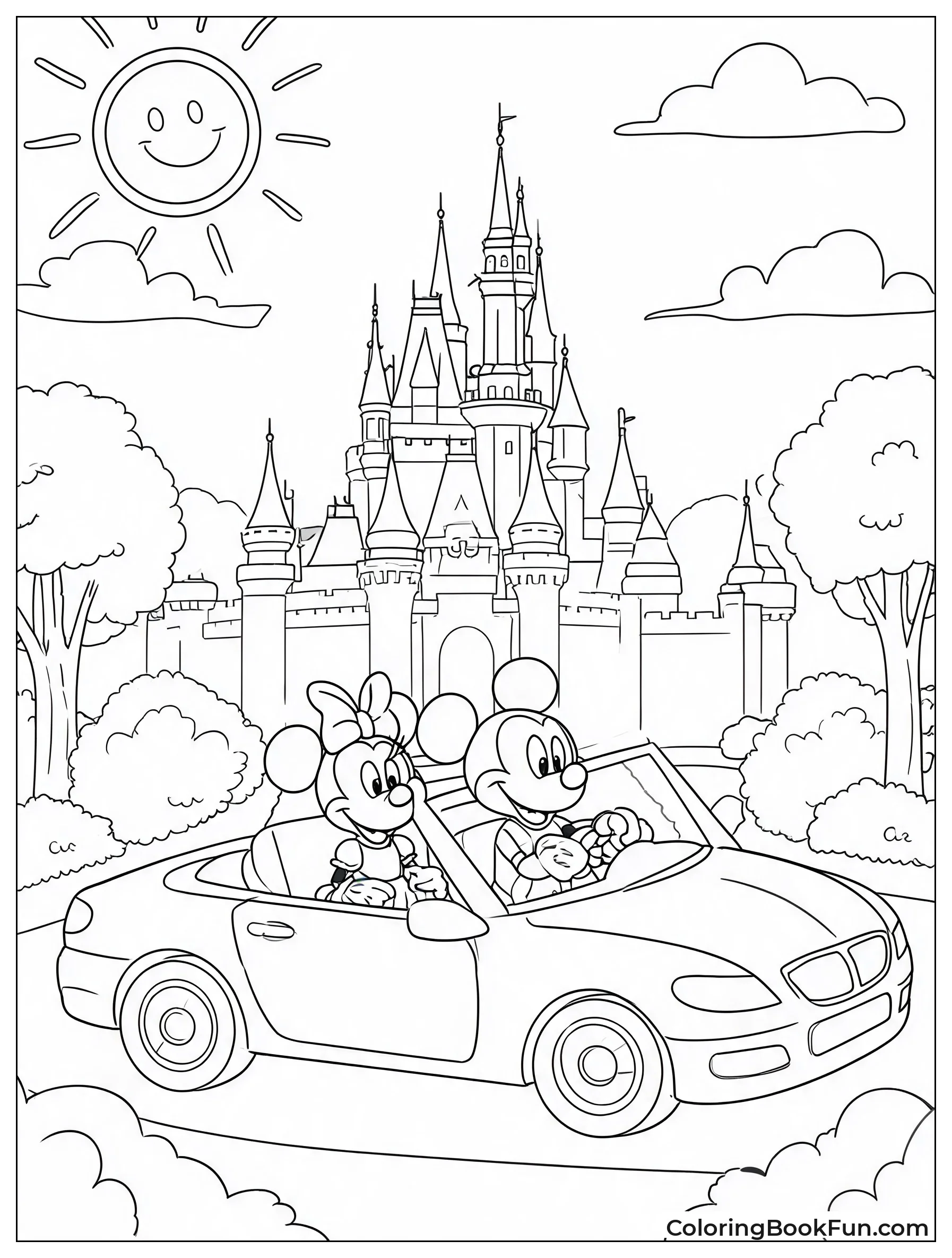Mickey Drives Cartoon Convertible