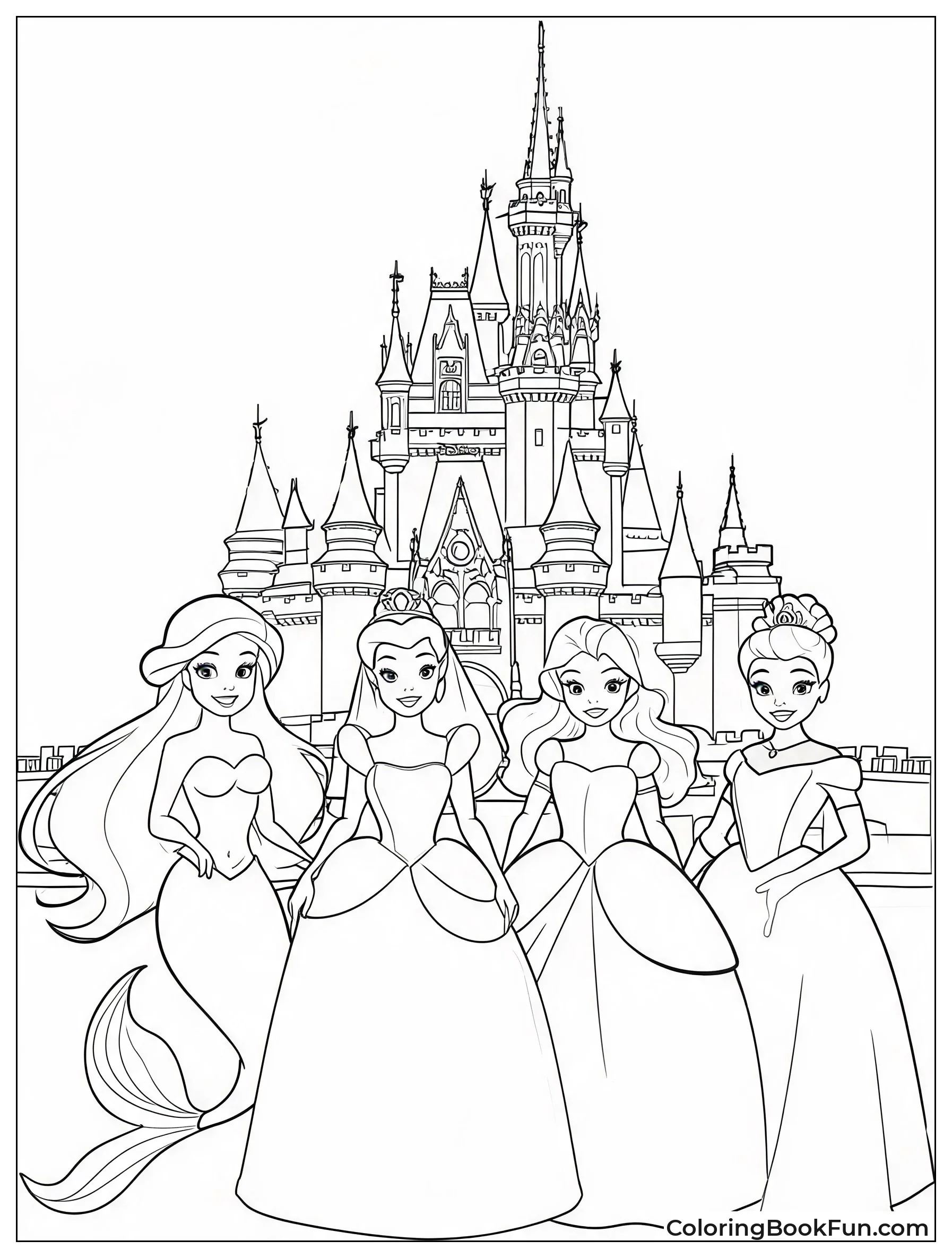 Princesses Pose Together at Castle