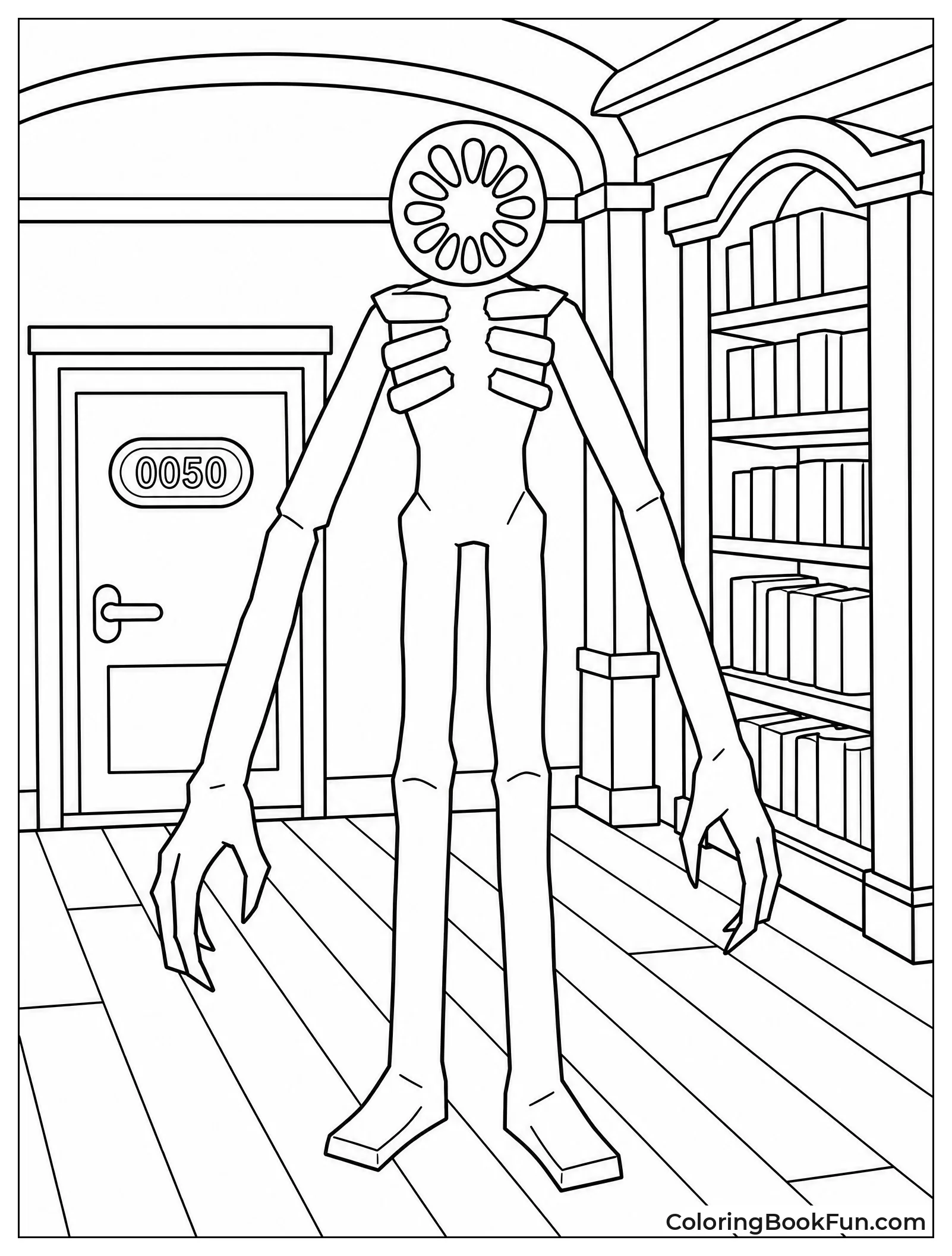 Tall Figure in Library Room