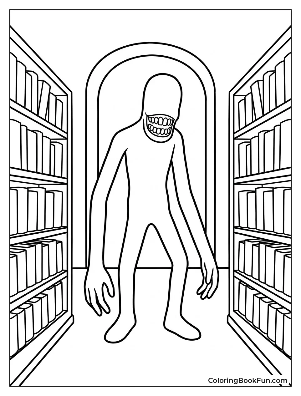 Figure in Library with Books
