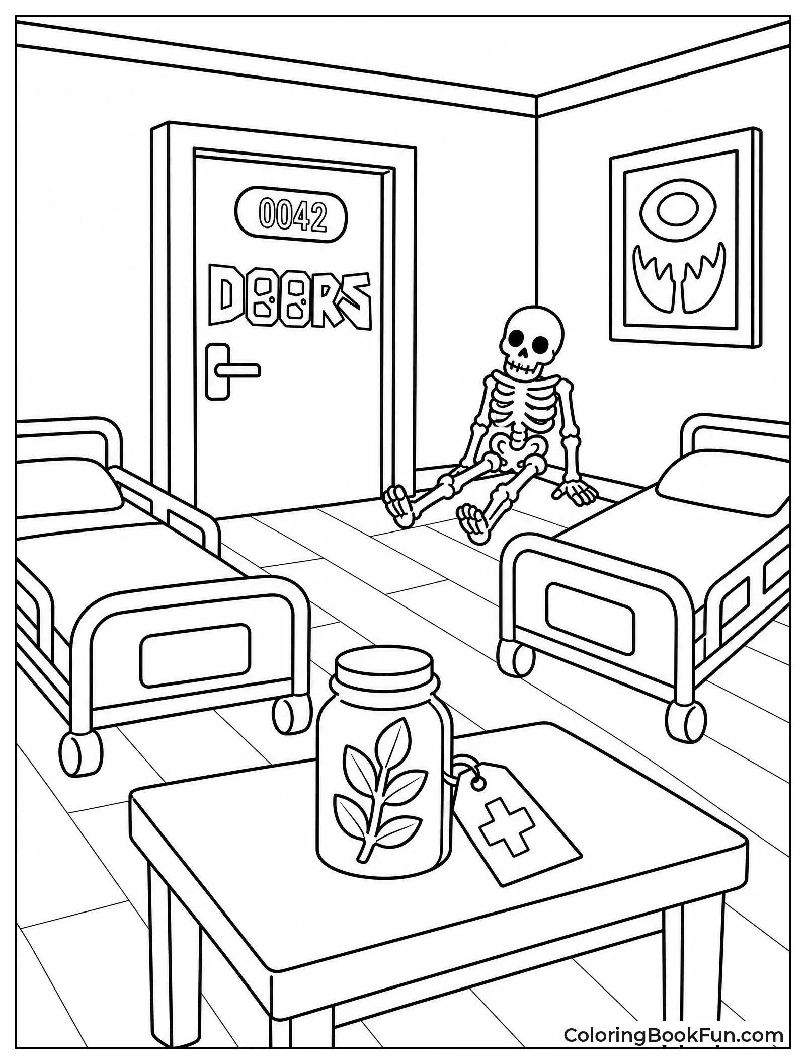 Skeleton Resting in Infirmary