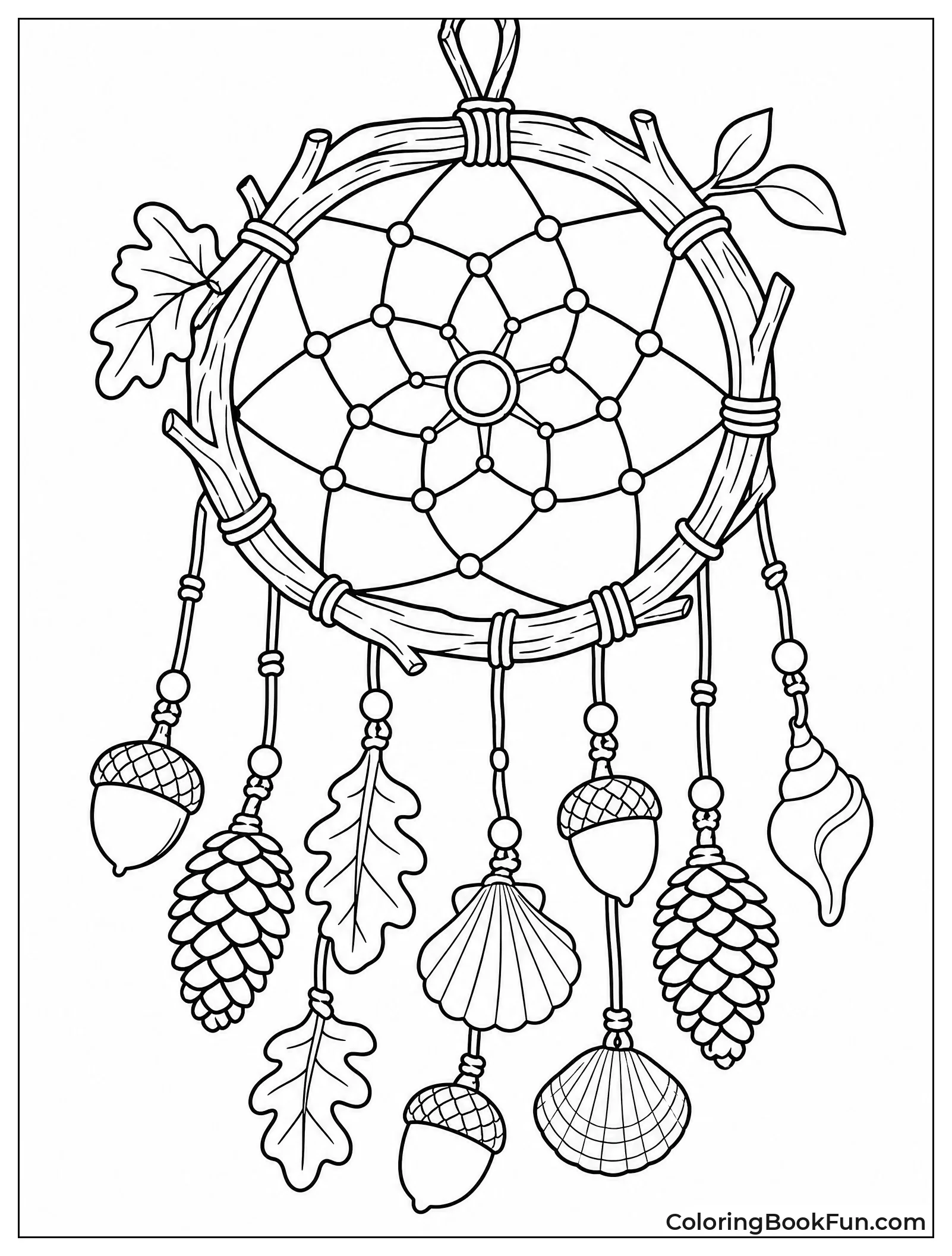 Twigs Hold Pinecones and Leaves