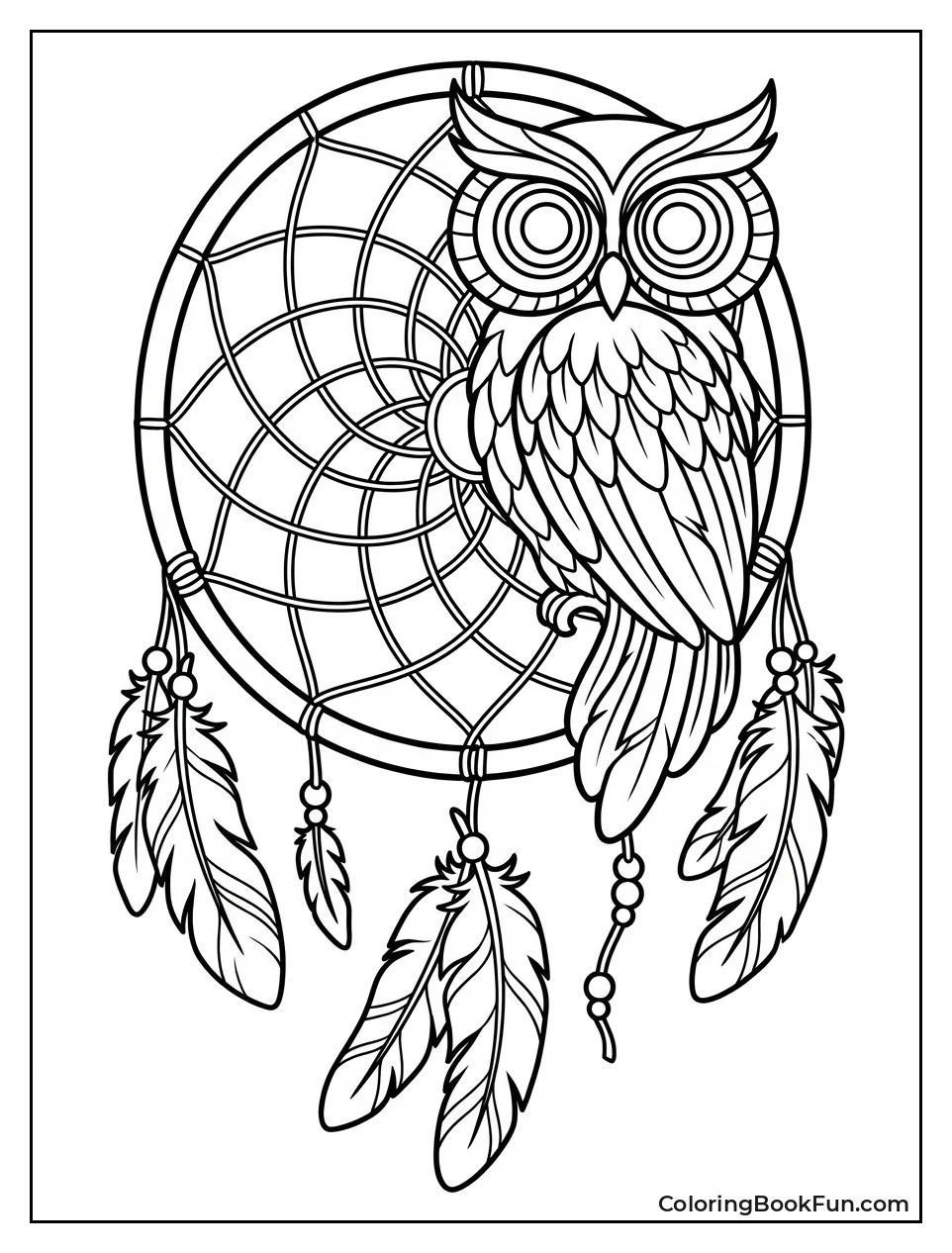 Owl Perches on Dreamcatcher Hoop