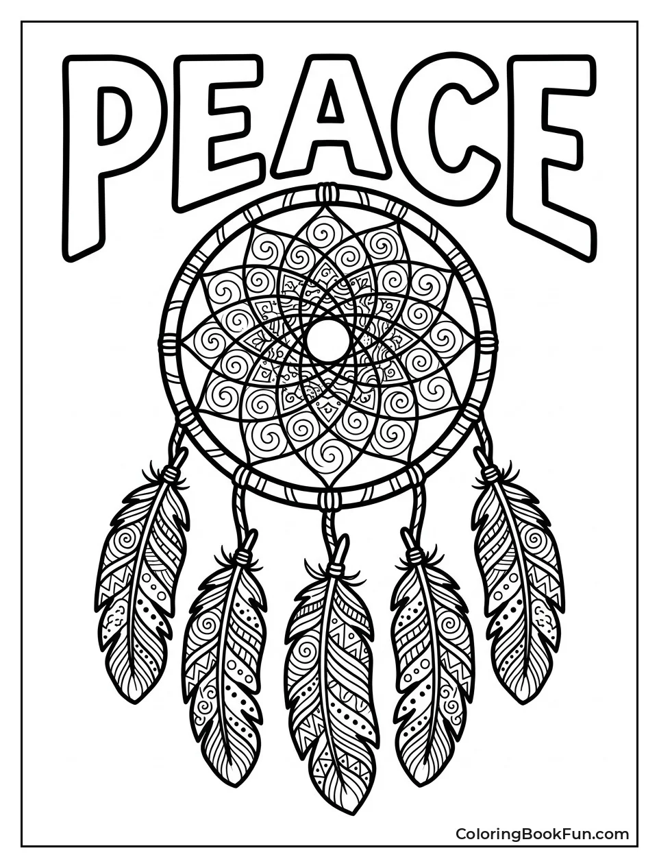 Zentangle Lines Fill Dream Feathers