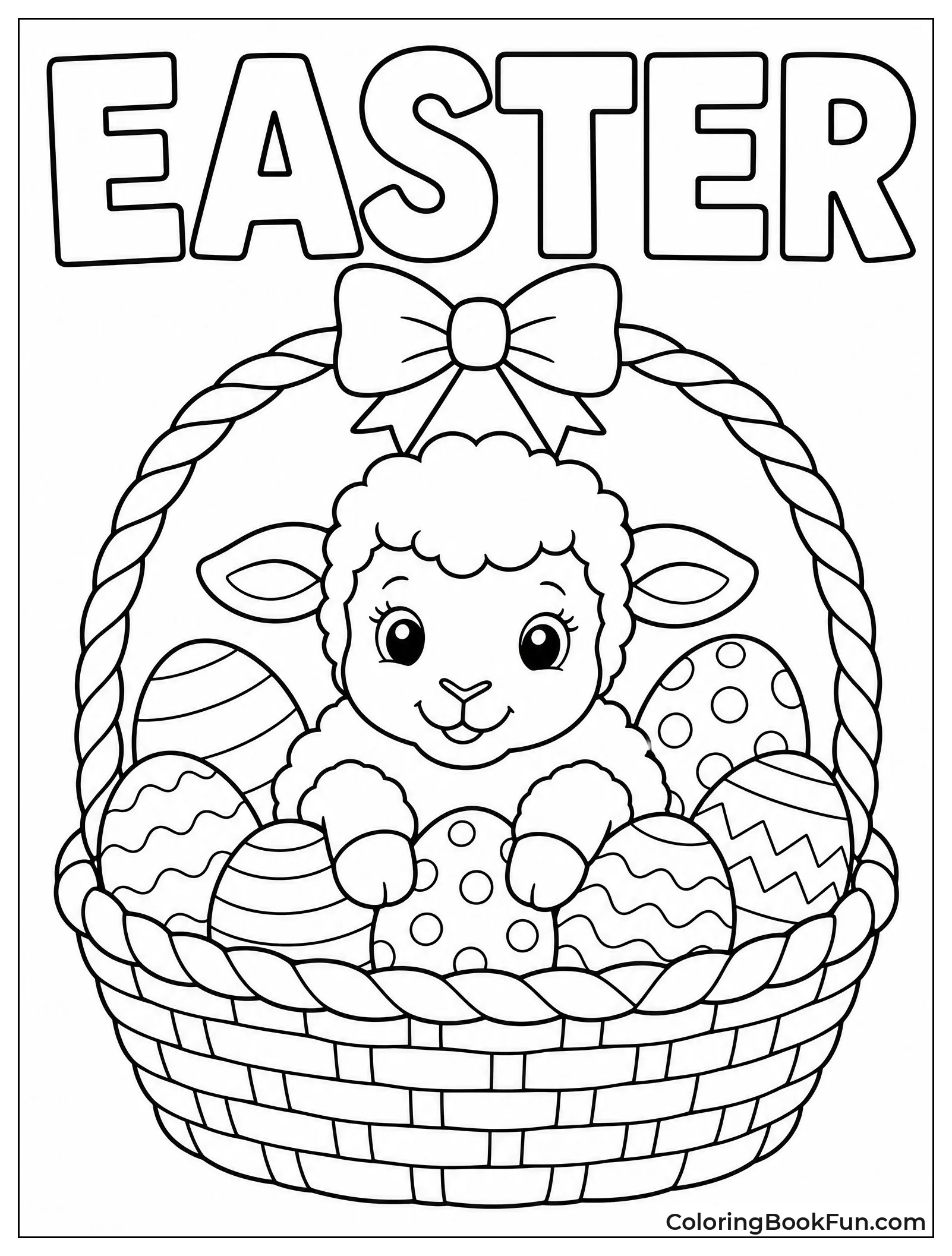 Lamb Sits in Easter Basket