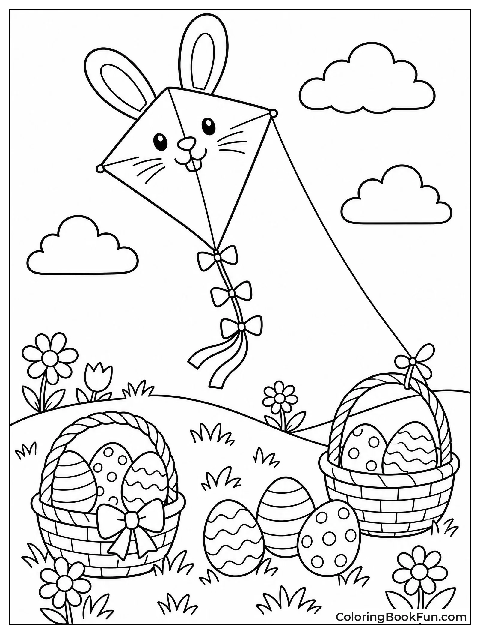 Bunny Kite Hops over Eggs