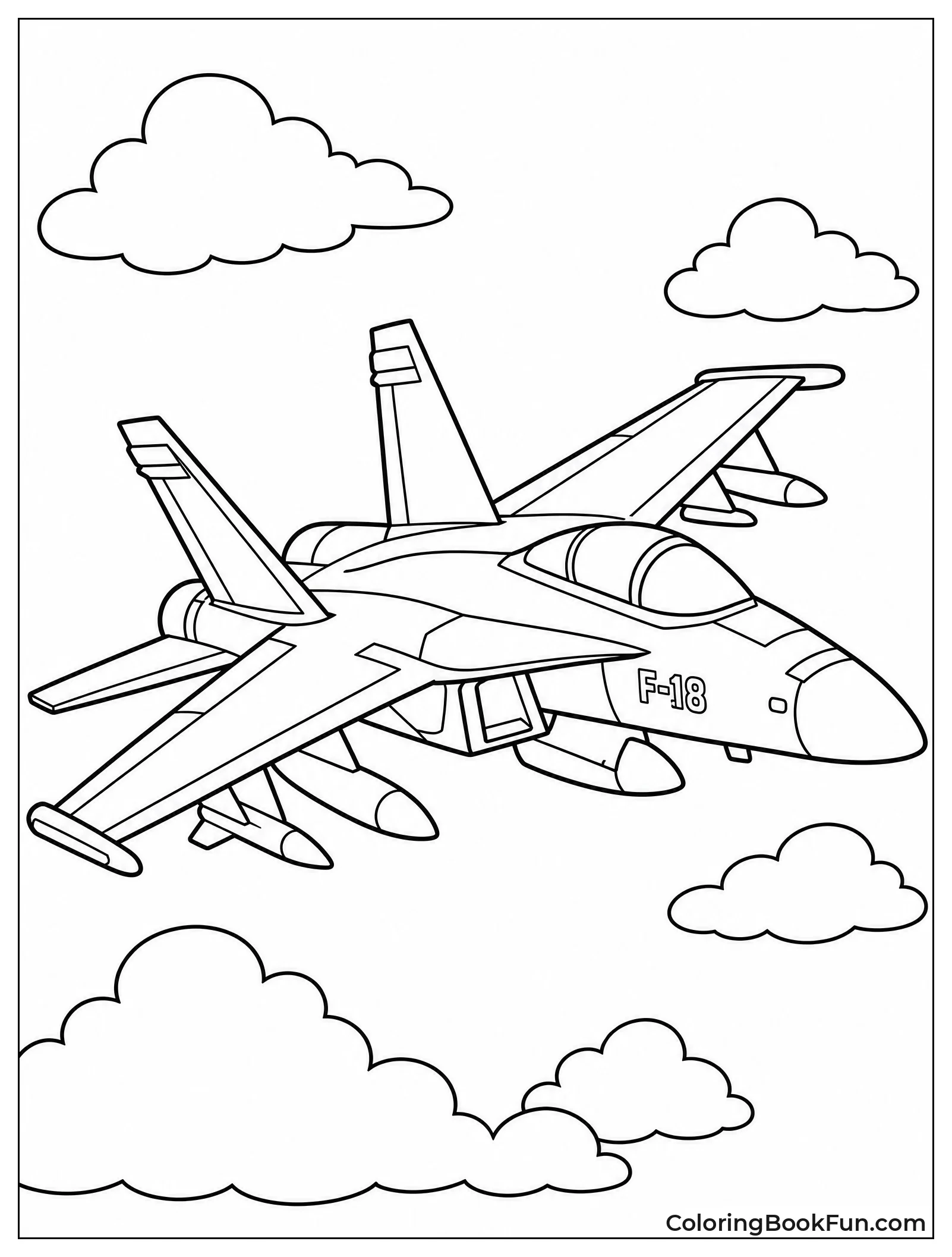 F-18 Jet Soaring Through Sky