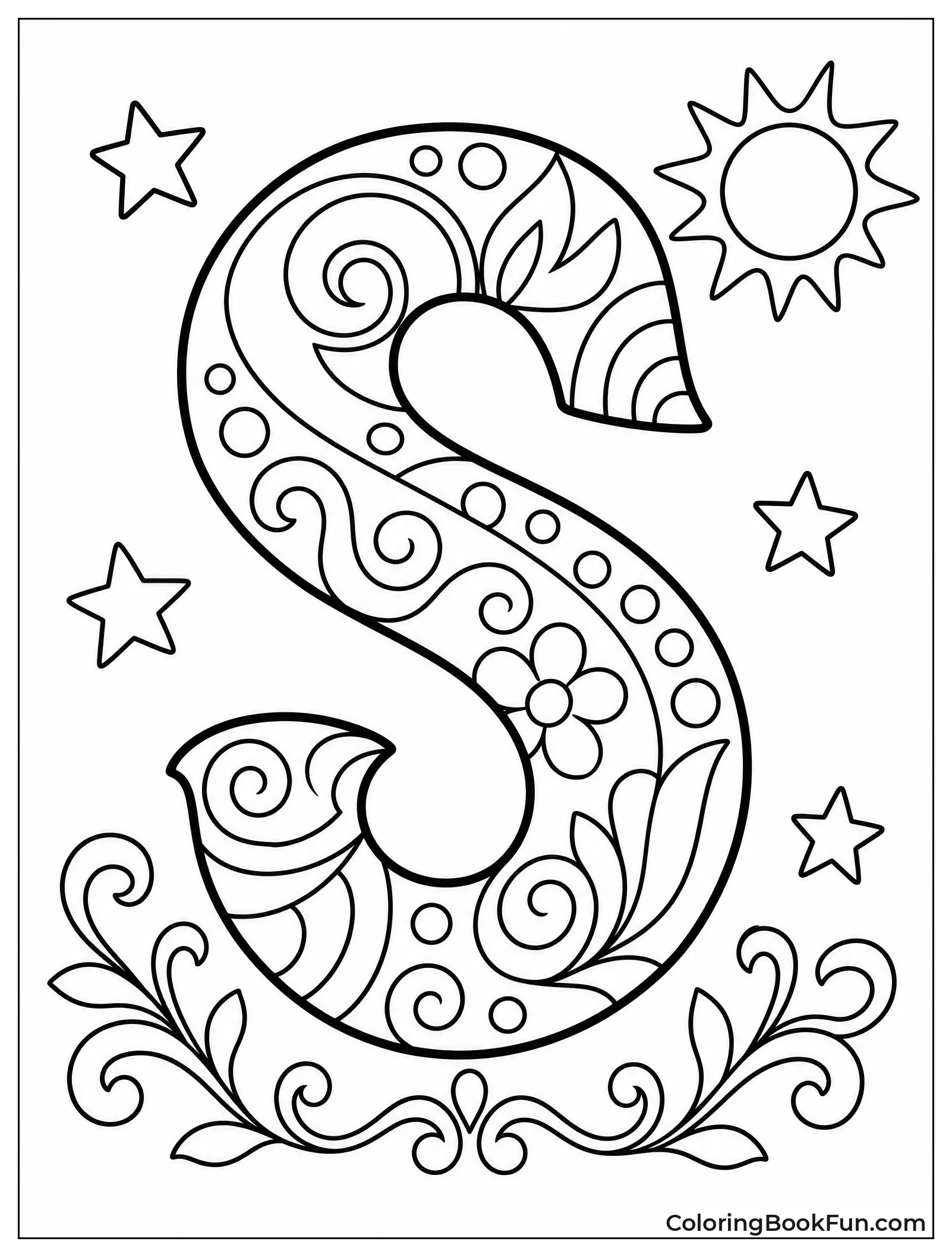 Fancy Letter S with Swirls and Flourishes