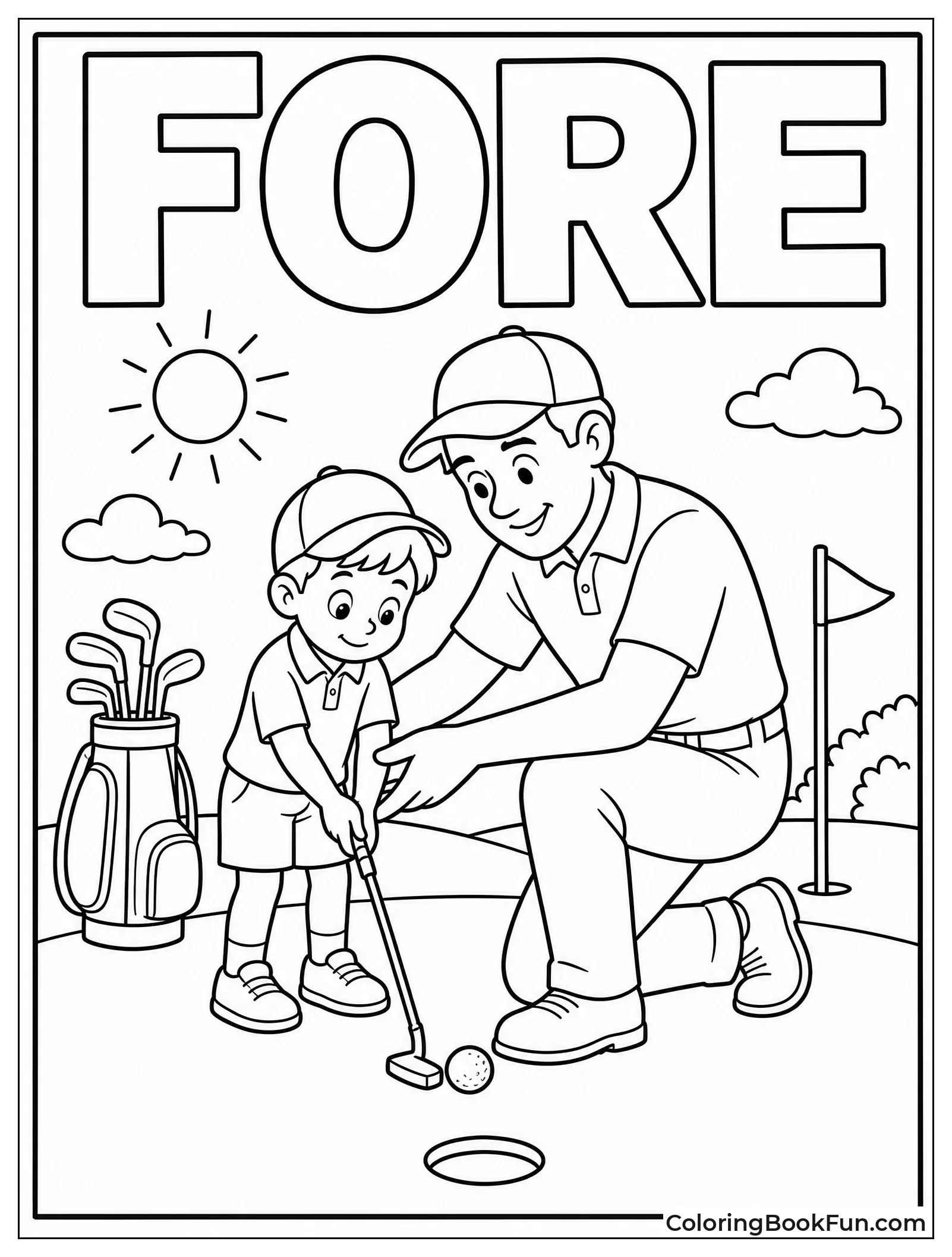 Dad Teaches Son to Putt