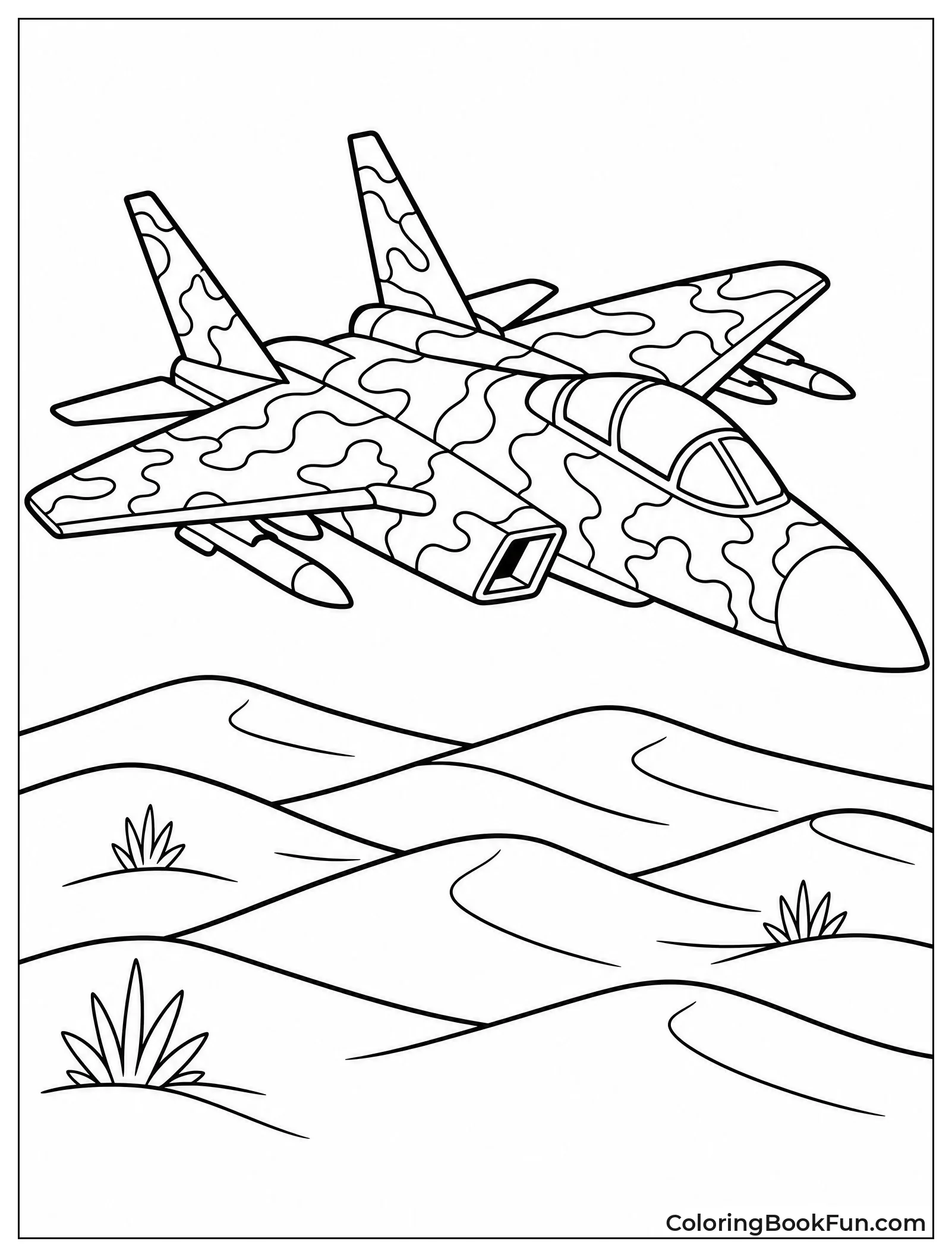 Jet Flying Low over Desert