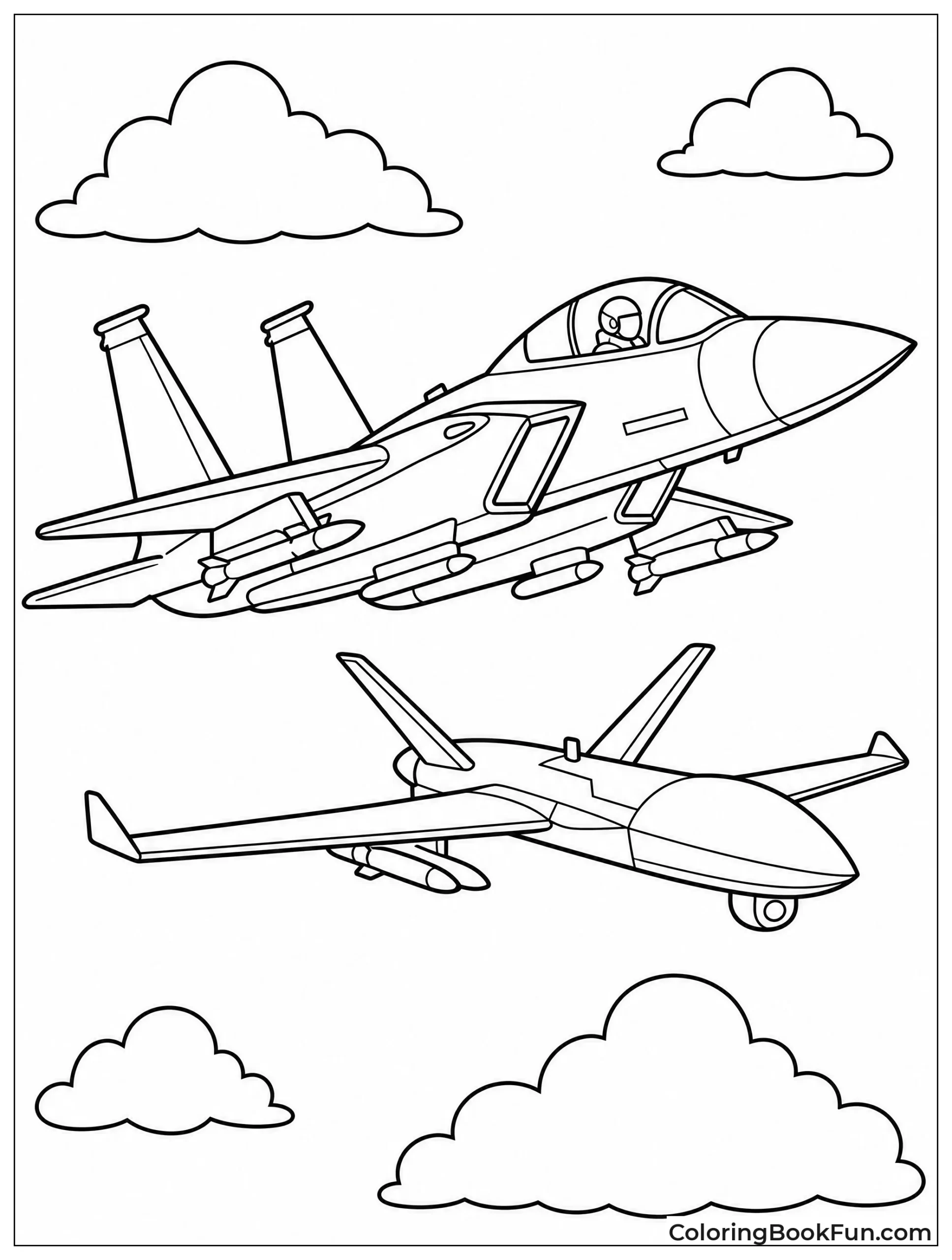 Jet Flying Next to Drone