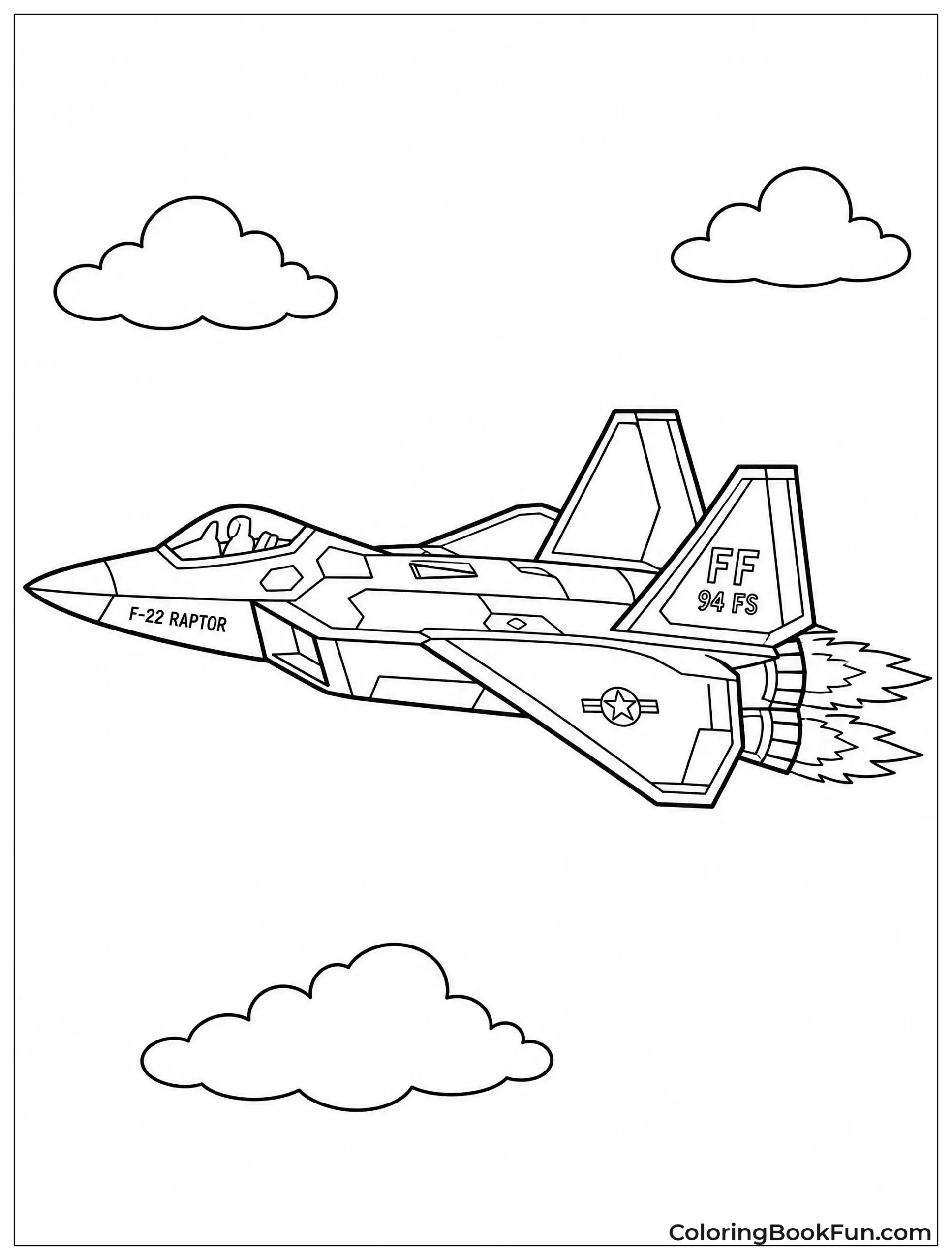 F-22 Flying from Side View
