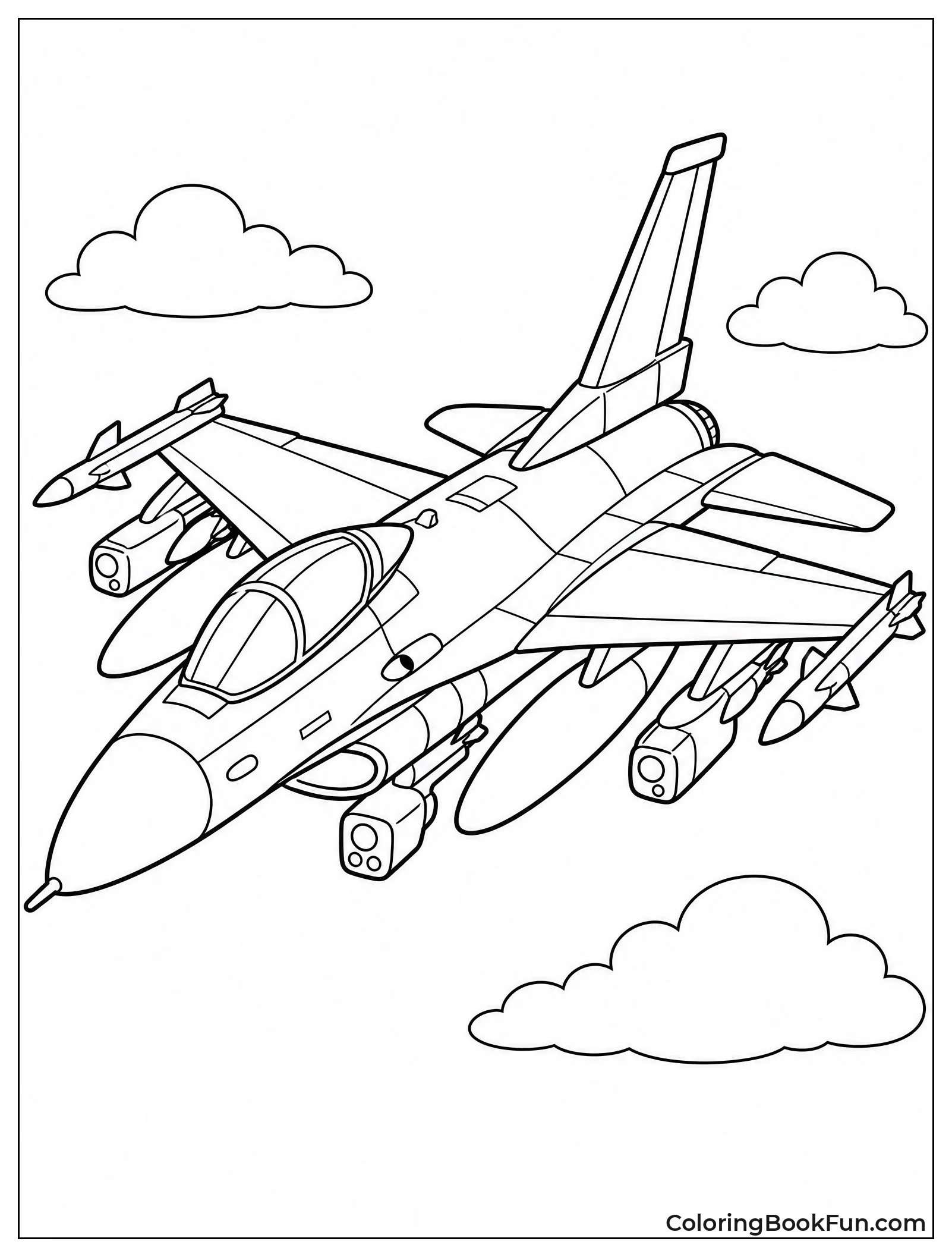 Jet Loaded with Missiles Under Wings