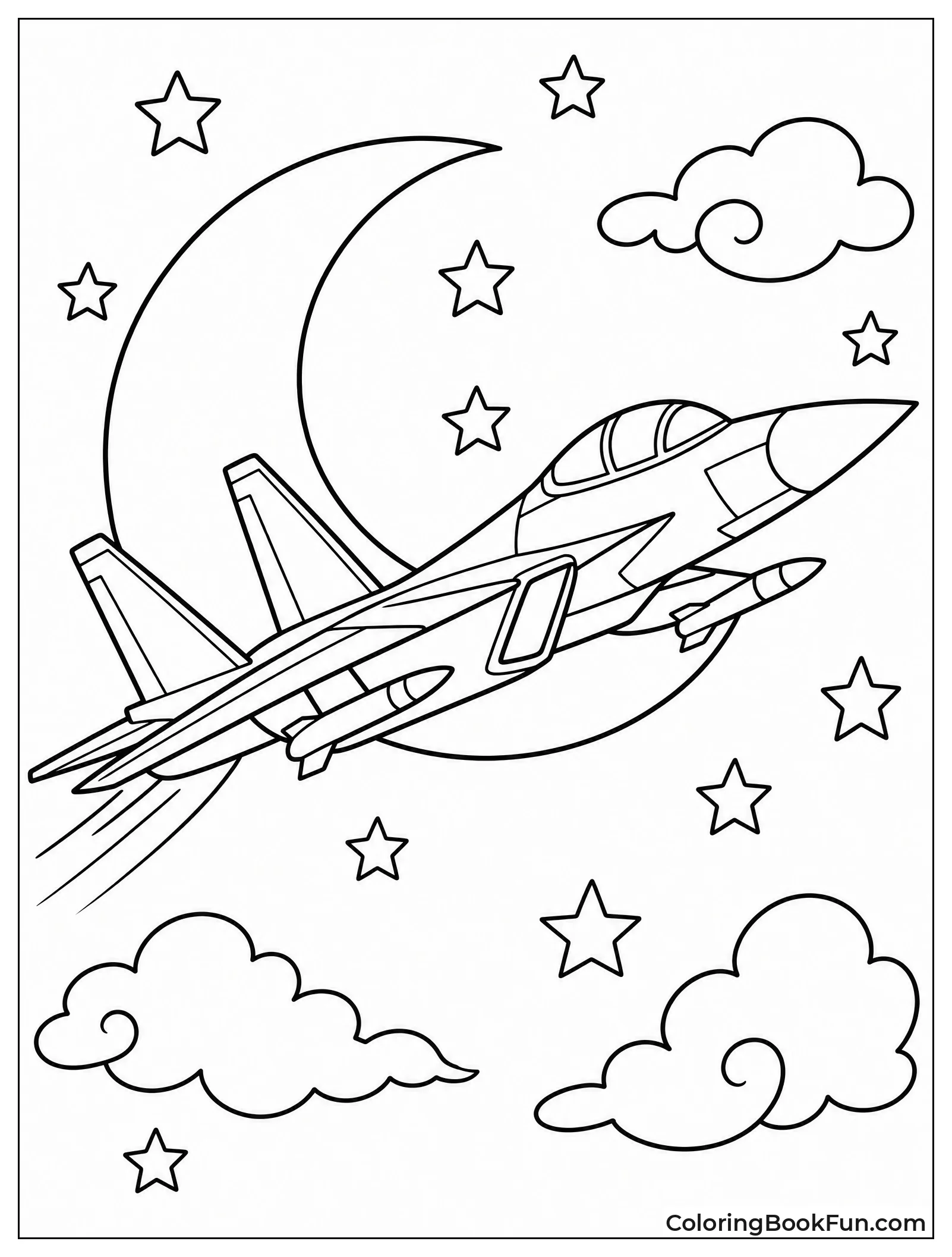 Jet Flying under Big Moon