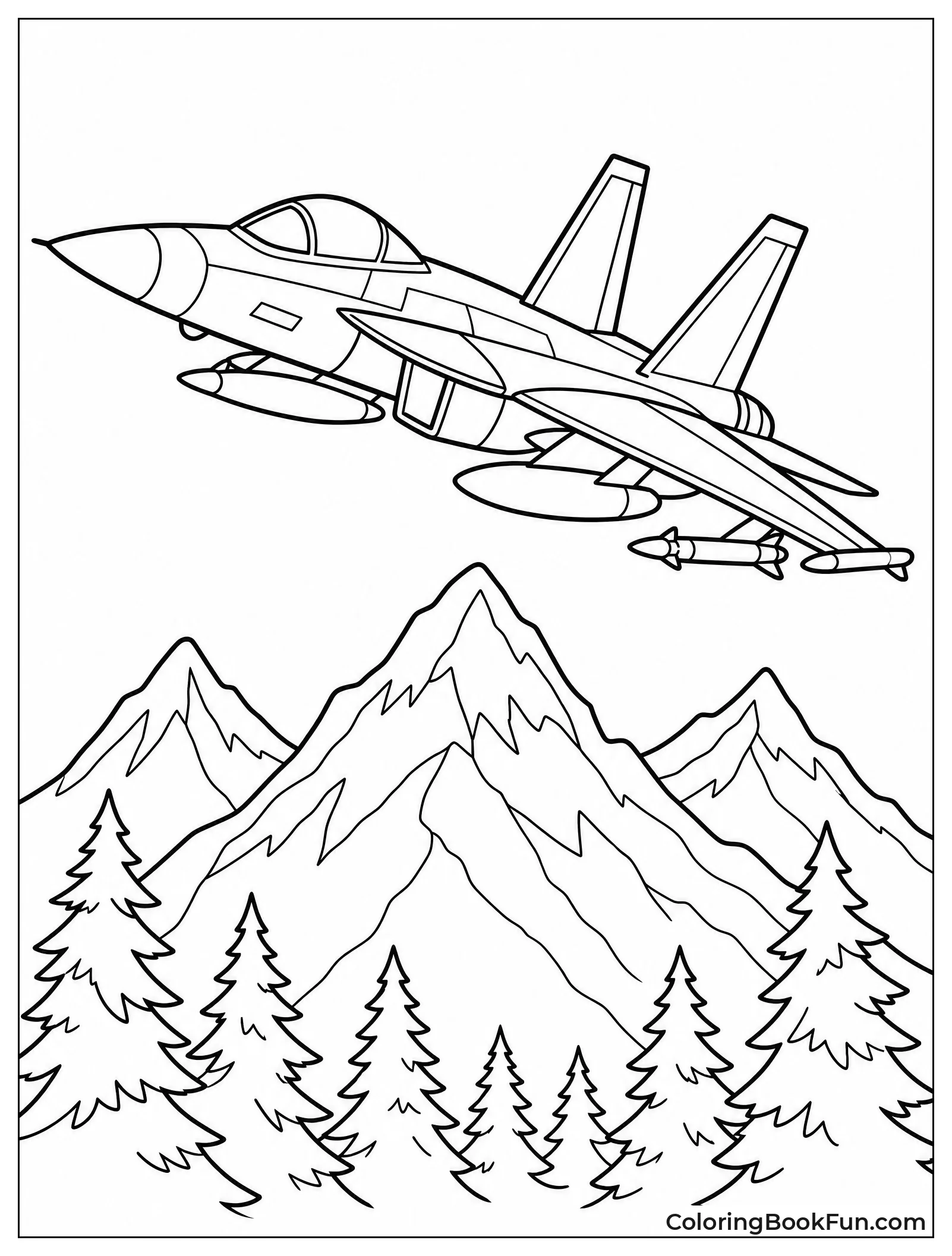 Jet Flying over Snowy Mountains